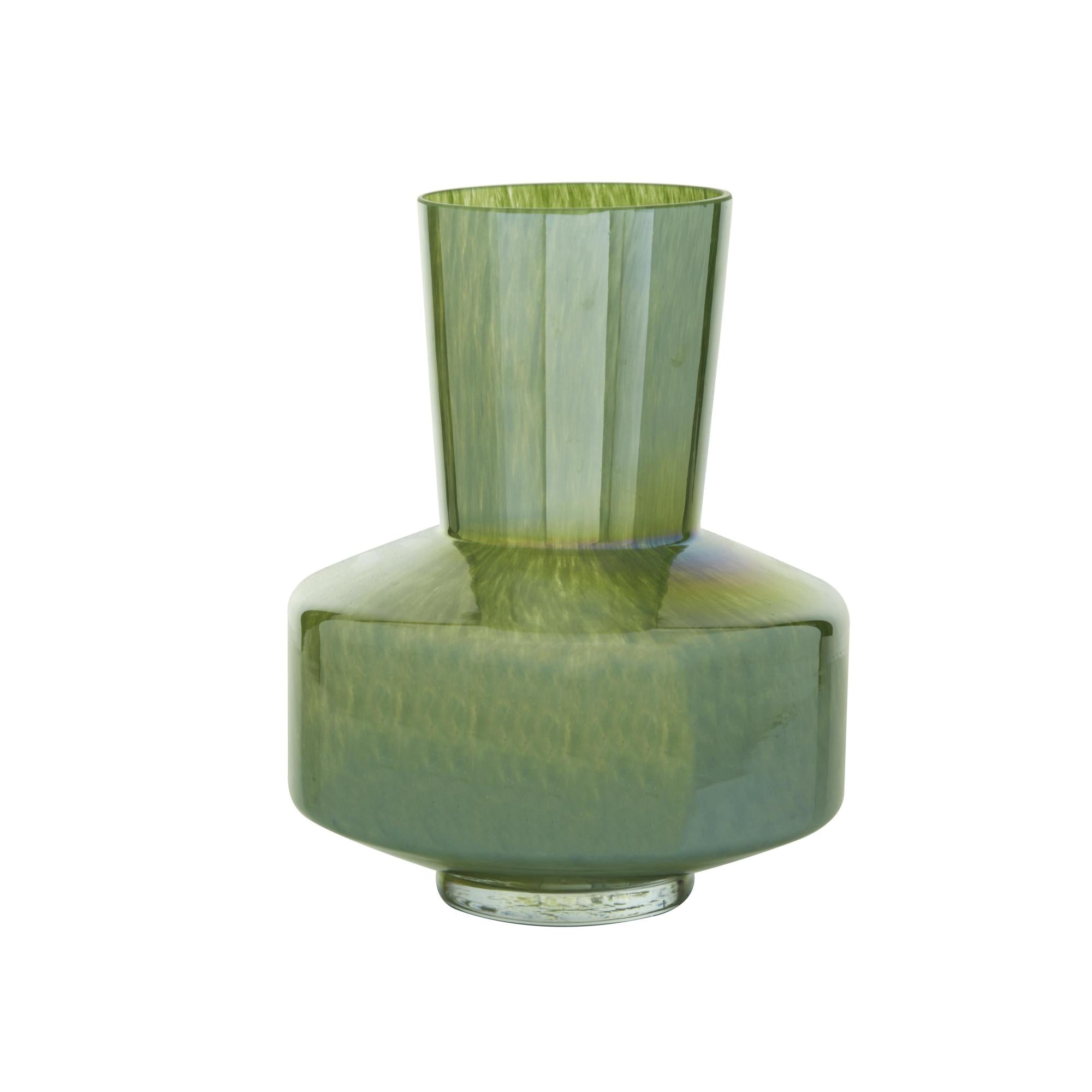 Geometric Green Glass Decorative Vase
