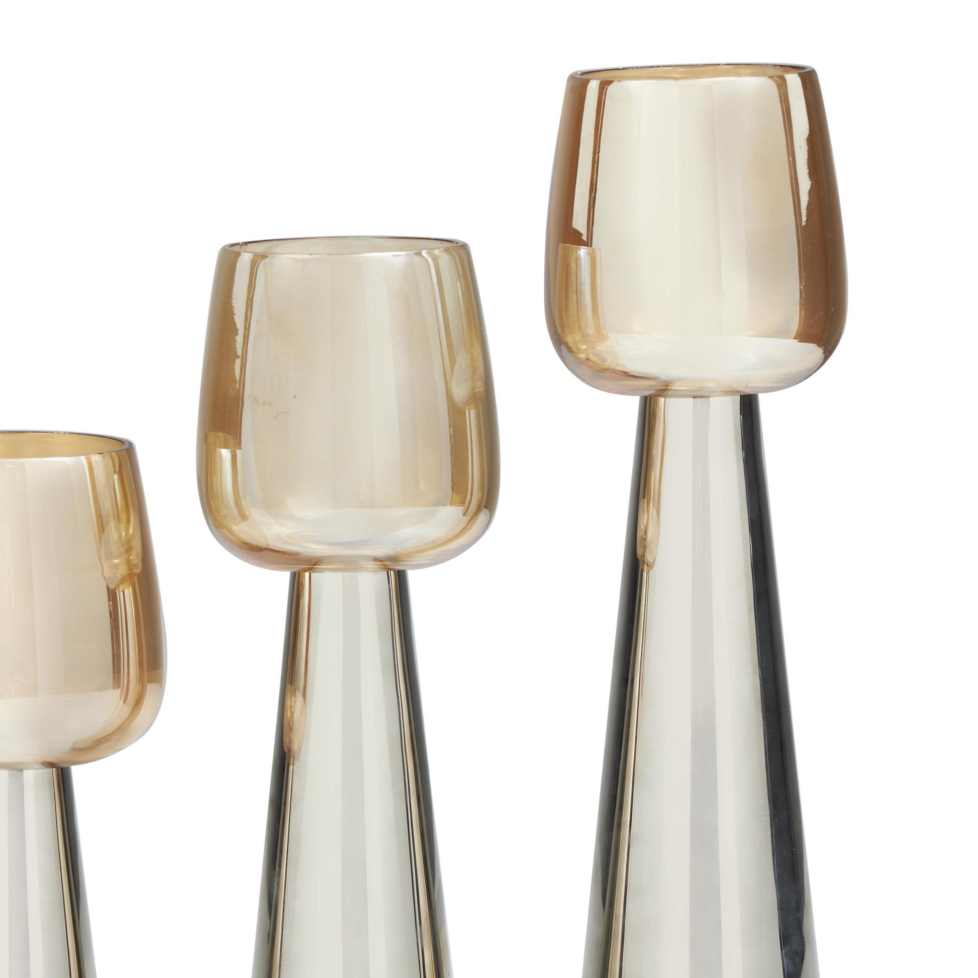 Set of 3 Stainless Steel Metal Decorative Candle Holder with Gold Cup Candle Holders