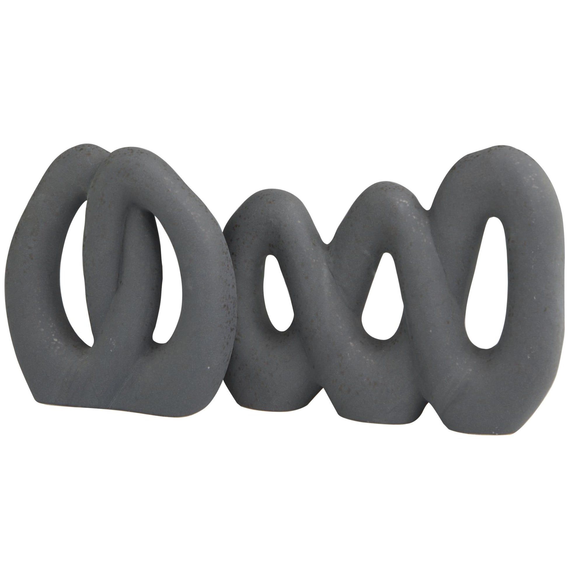 CosmoLiving by Cosmopolitan Set of 2 Abstract Black Ceramic Linked Decorative Sculpture