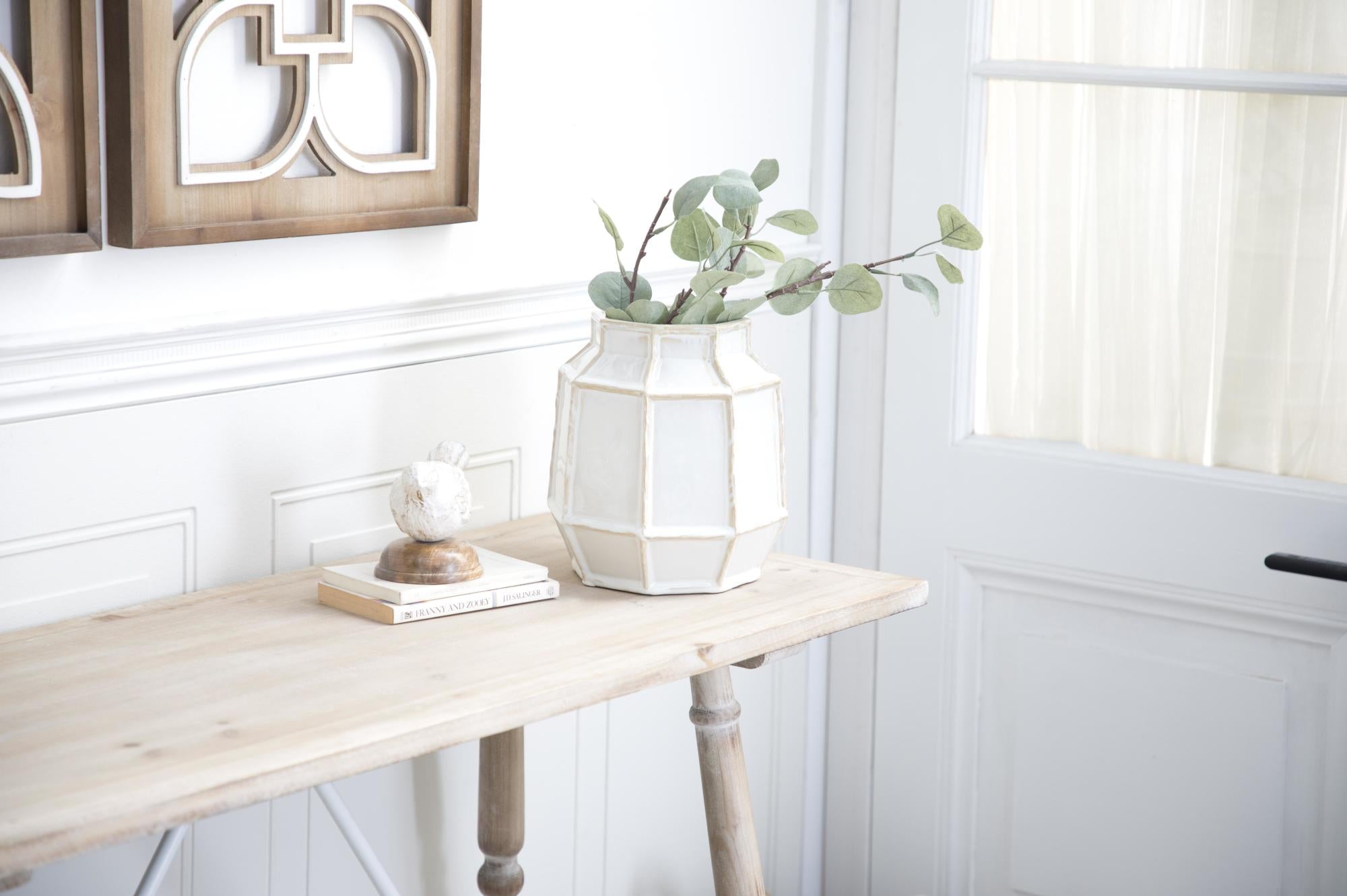 White Ceramic Handmade Decorative Vase