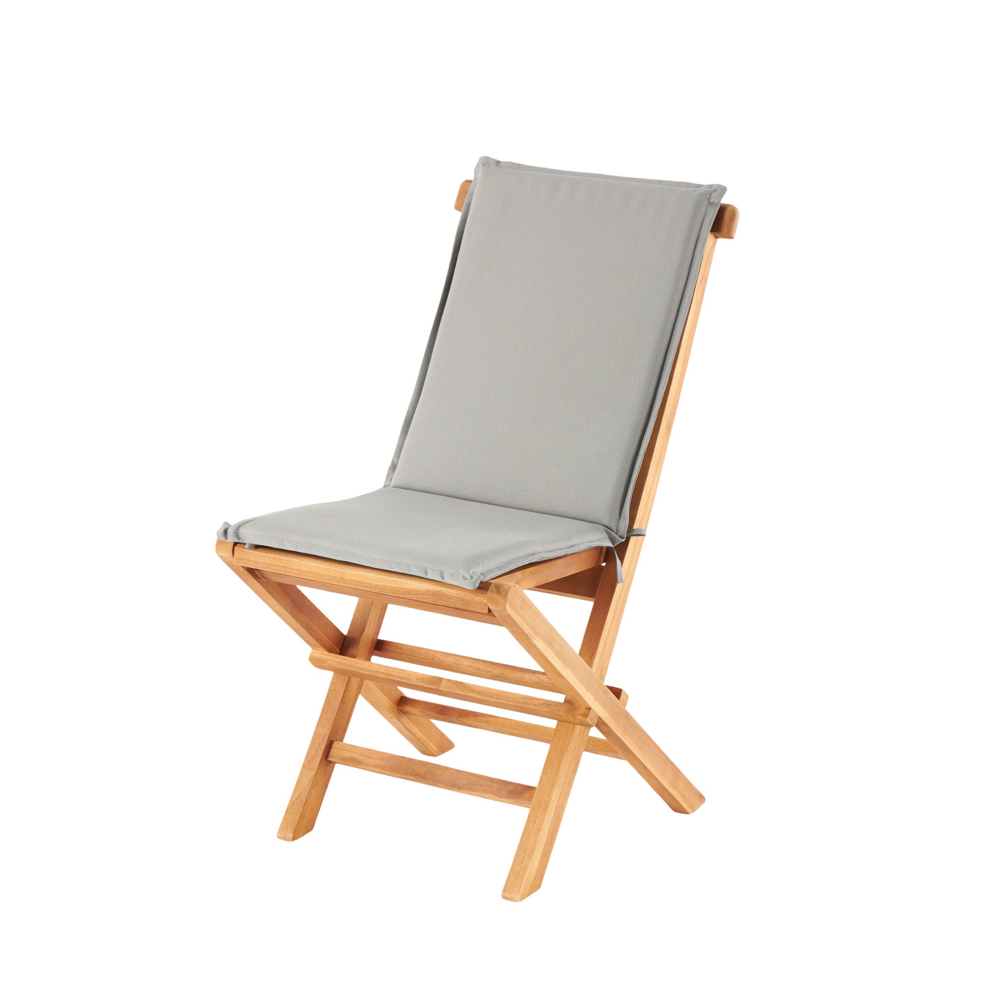 Set of 2 Brown Teak Wood Folding Patio Outdoor Dining Chair with Cushions