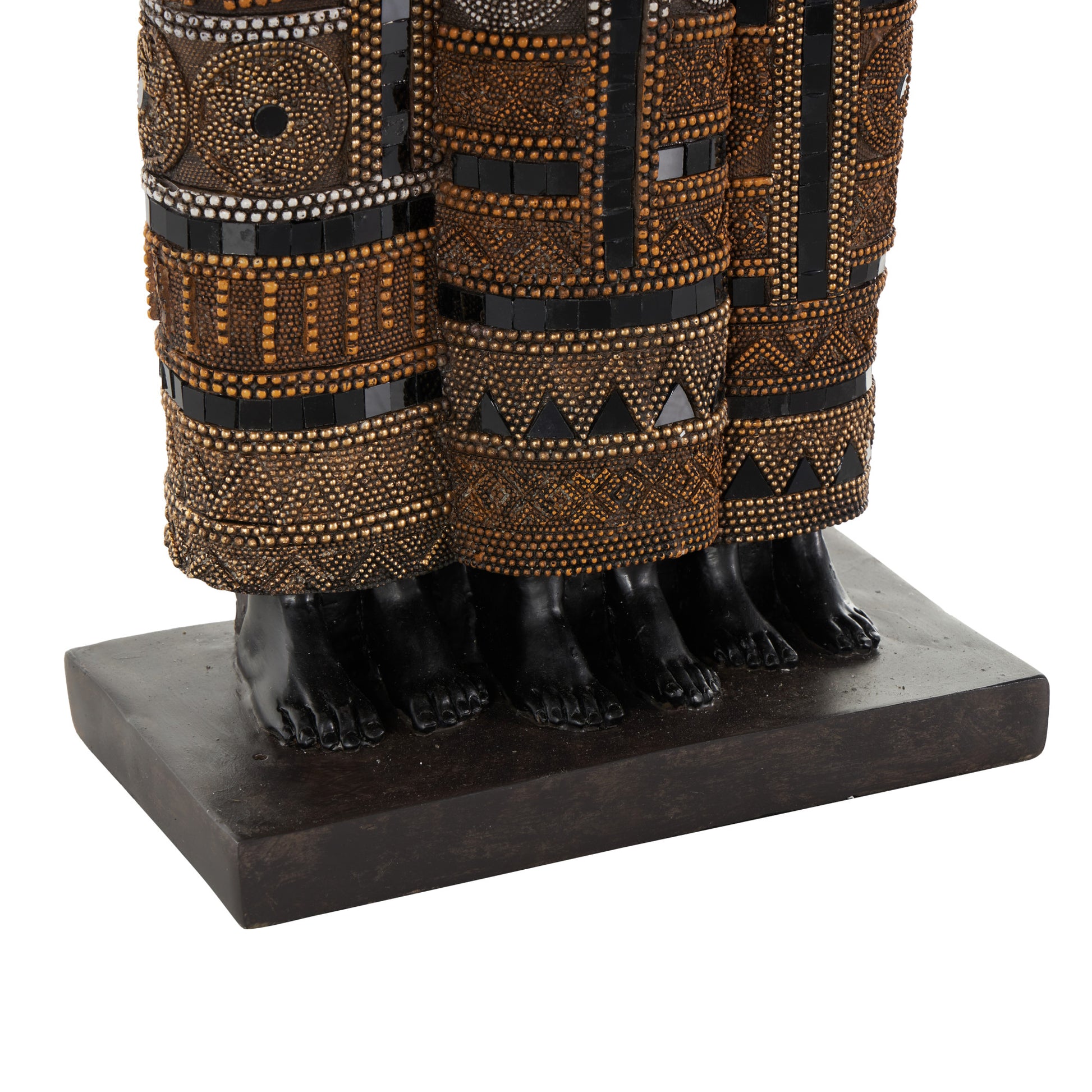 Family Black Resin Tall African Decorative Sculpture with Gold Jewels