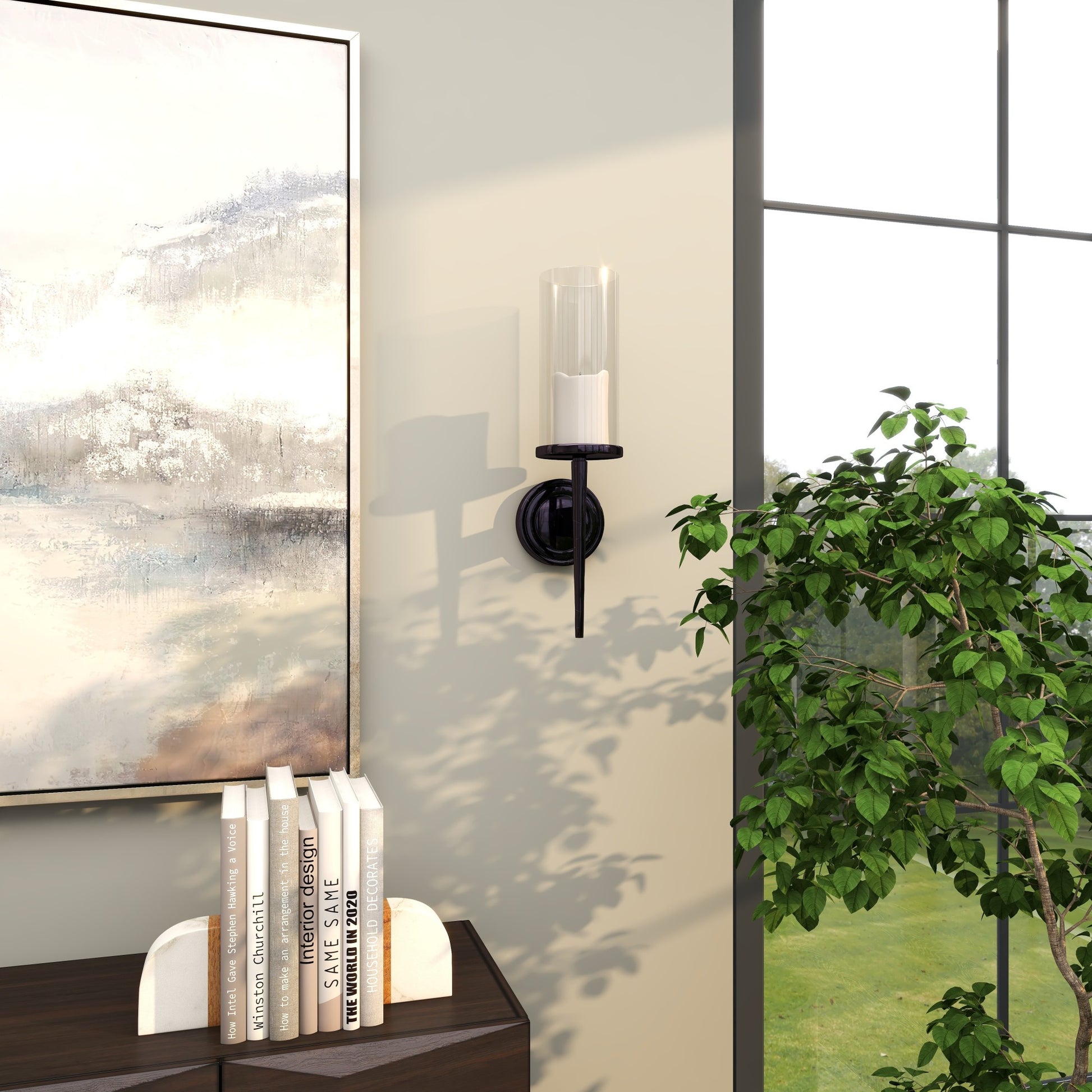 Aluminum Metal Single Candle Indoor Outdoor Wall Sconce with Glass Holder