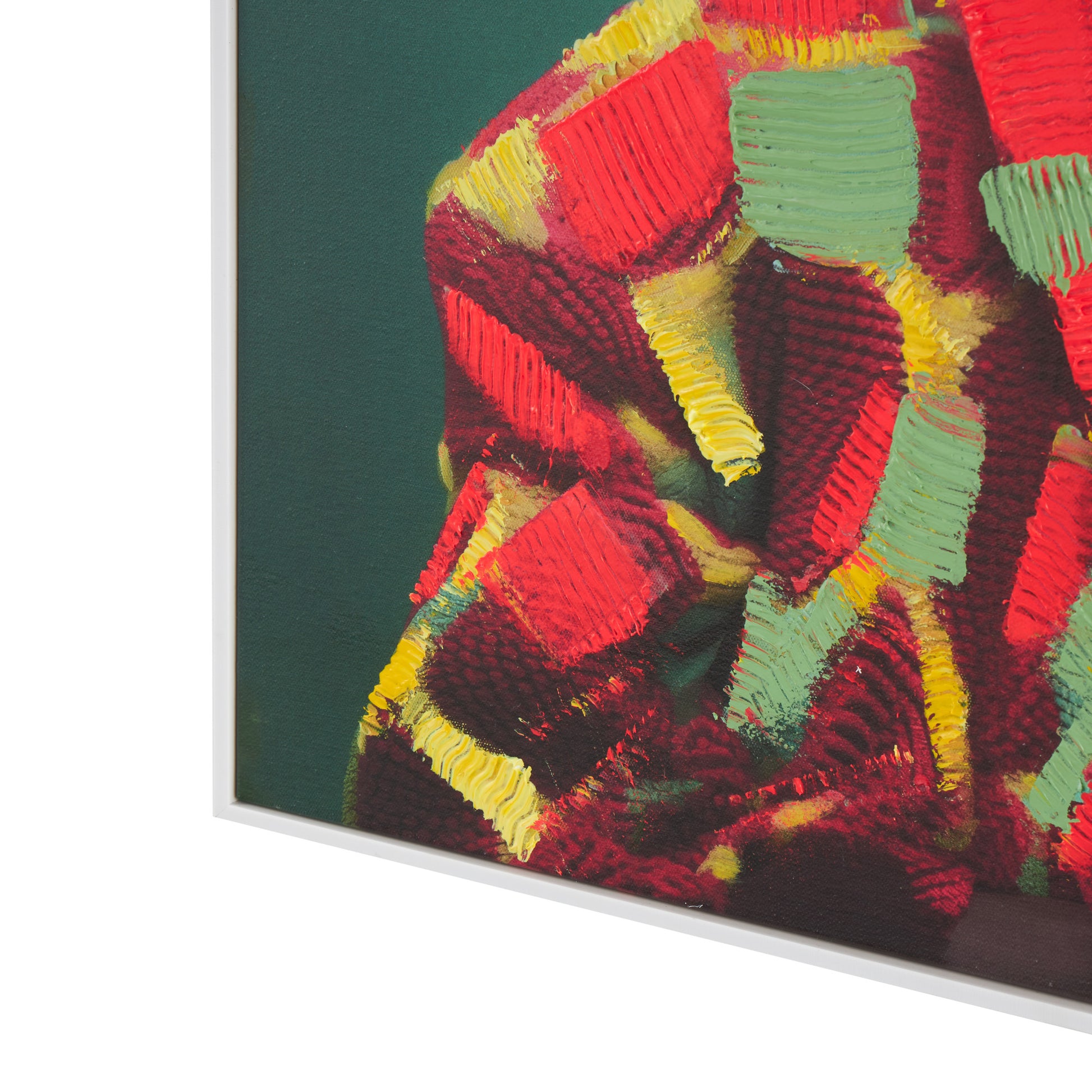 Woman Green Canvas Chic Living Room Framed Wall Art with Red and Yellow Dresswear