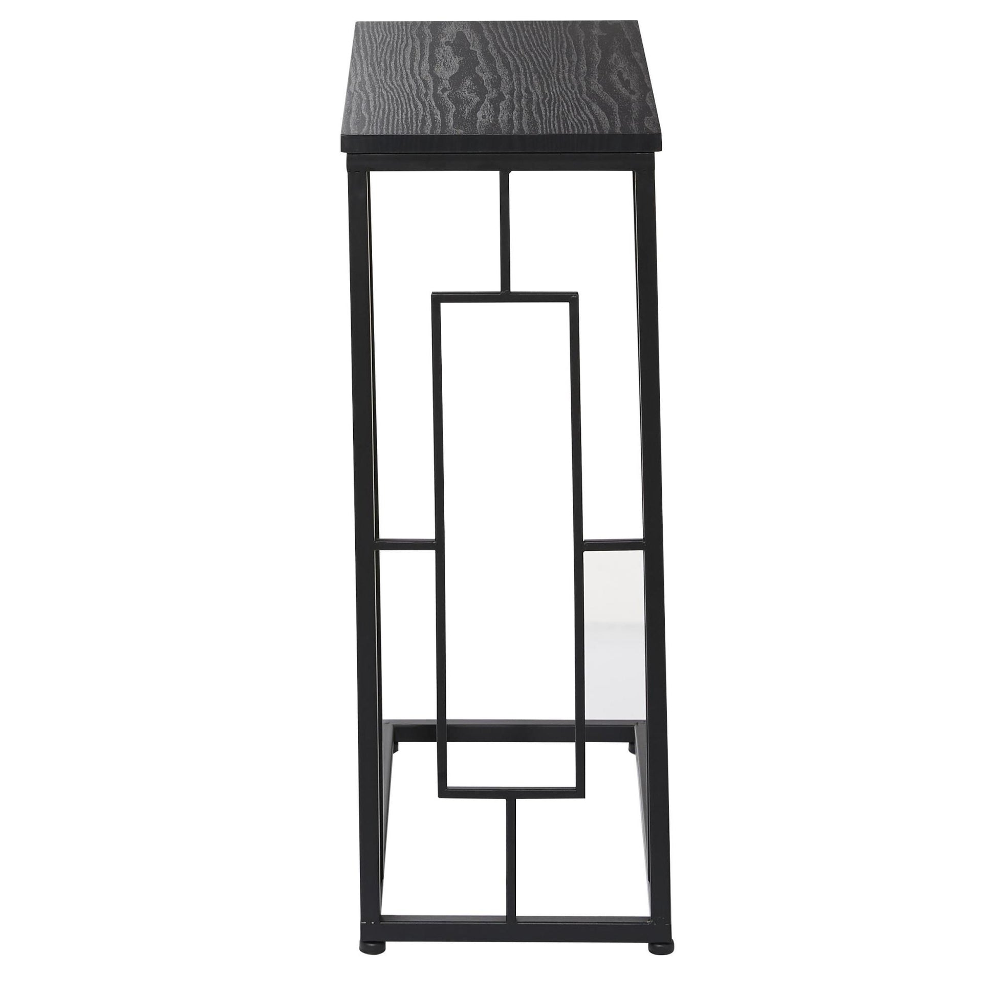 Metal C-Shaped Side End Accent Table with Black Metal Base