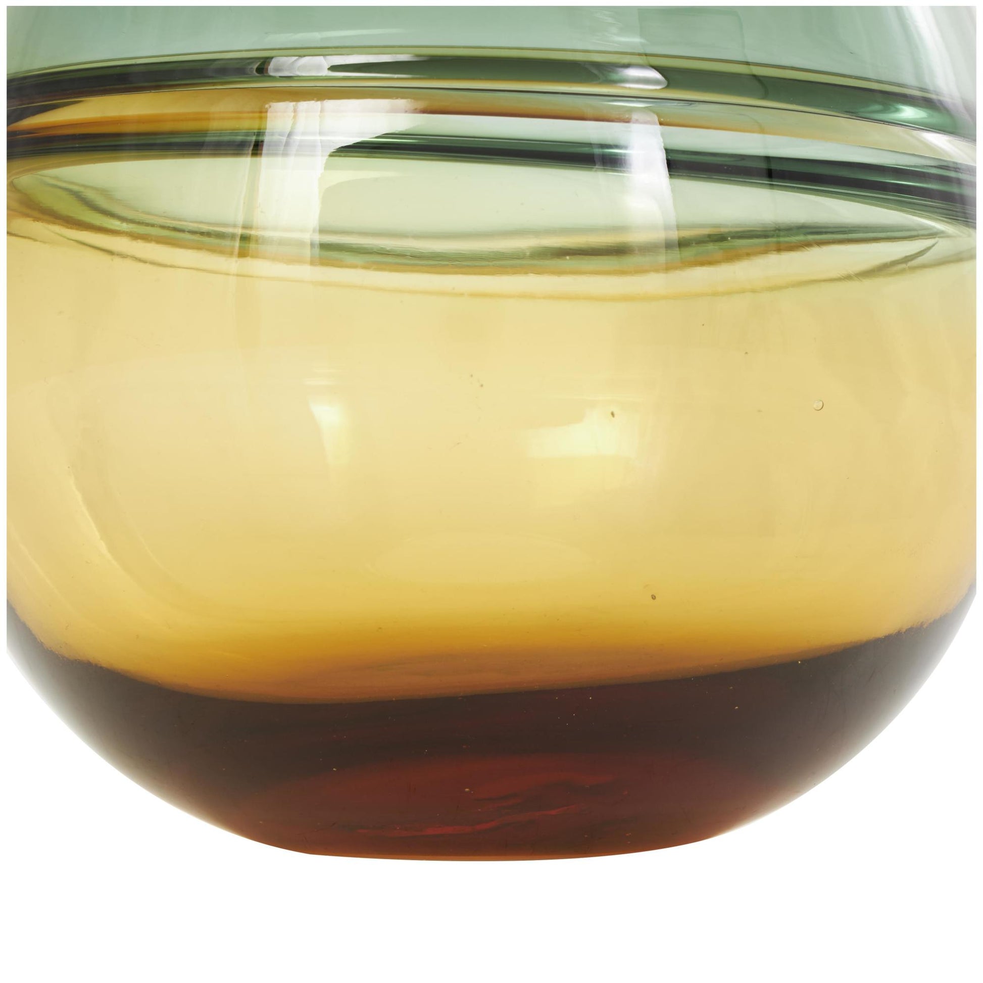 Green Glass Handmade Ombre Decorative Vase with Yellow Base