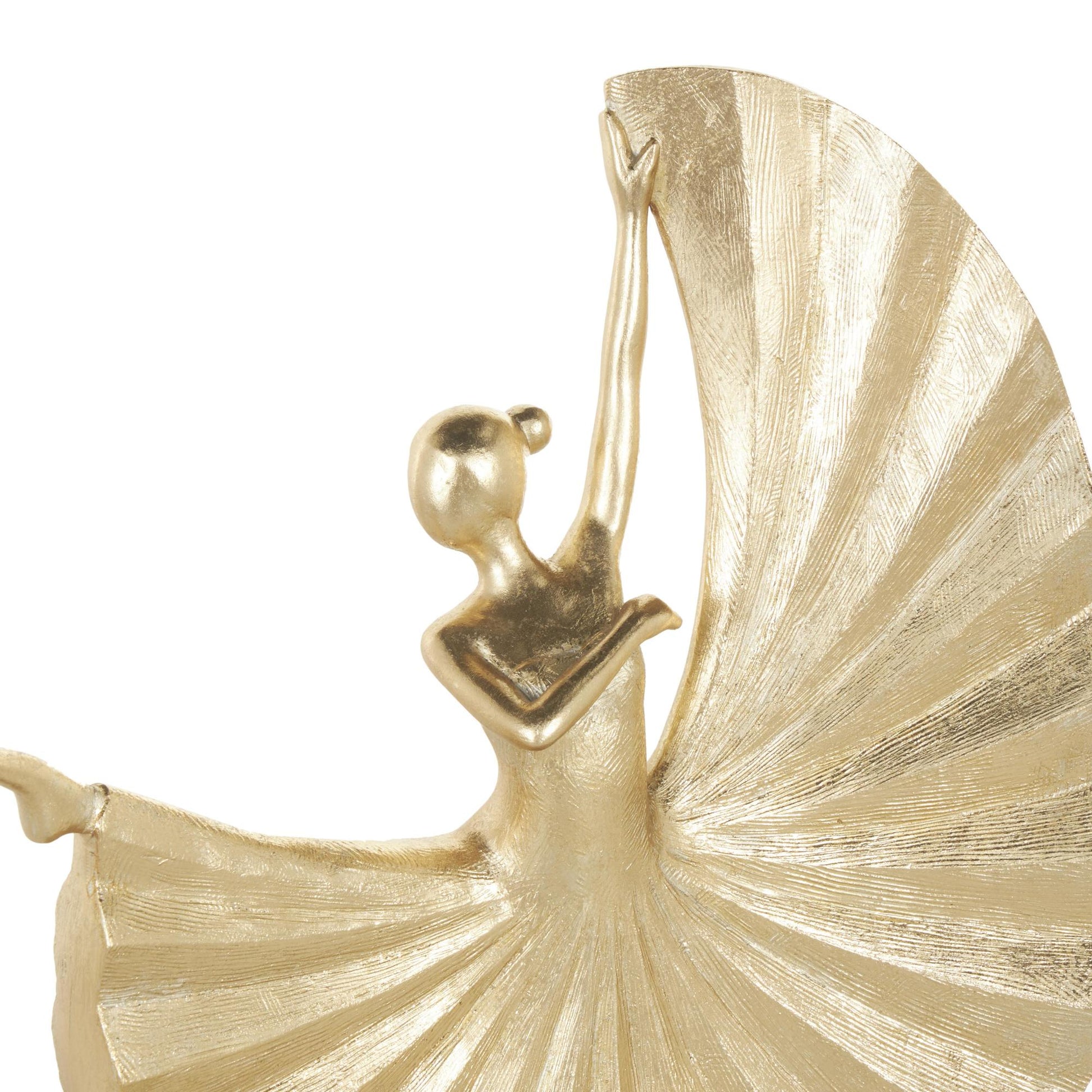Dancer Gold Polystone Ballet Decorative Sculpture with Elevated Black Base