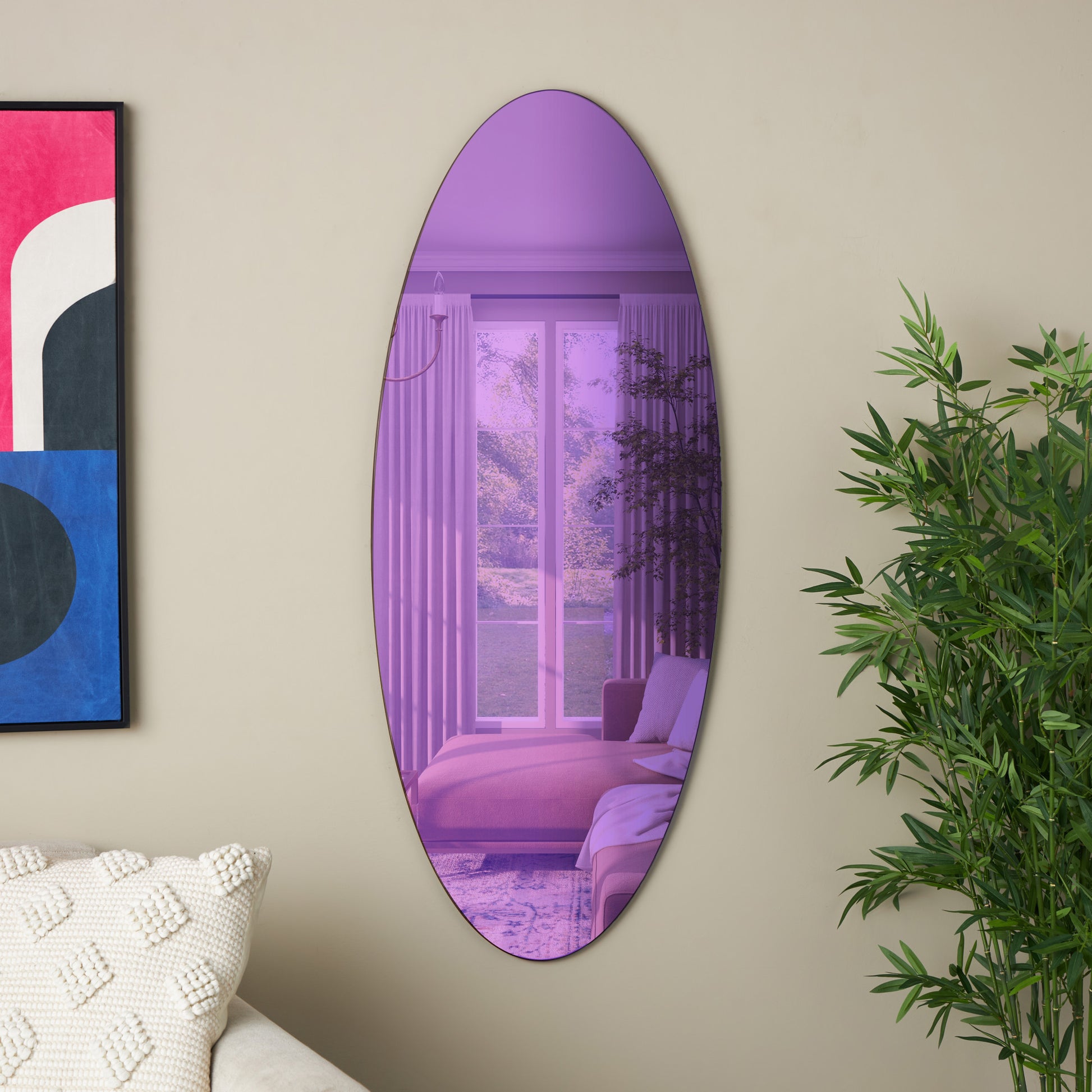 Glass Oval Room Wall Mirror