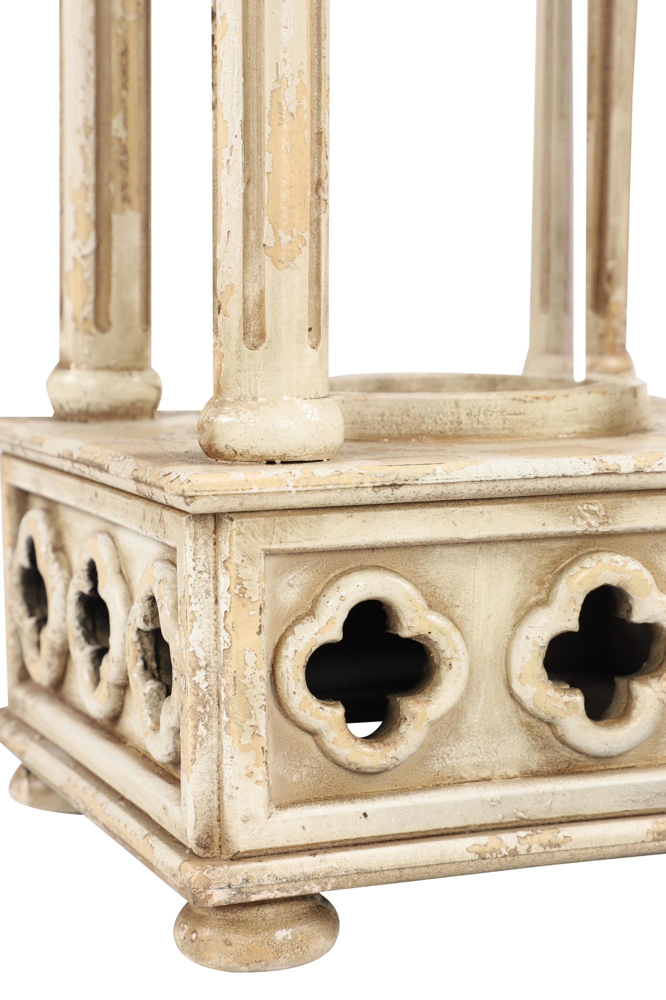 White Wood Standing Decorative Indoor Outdoor Candle Lantern