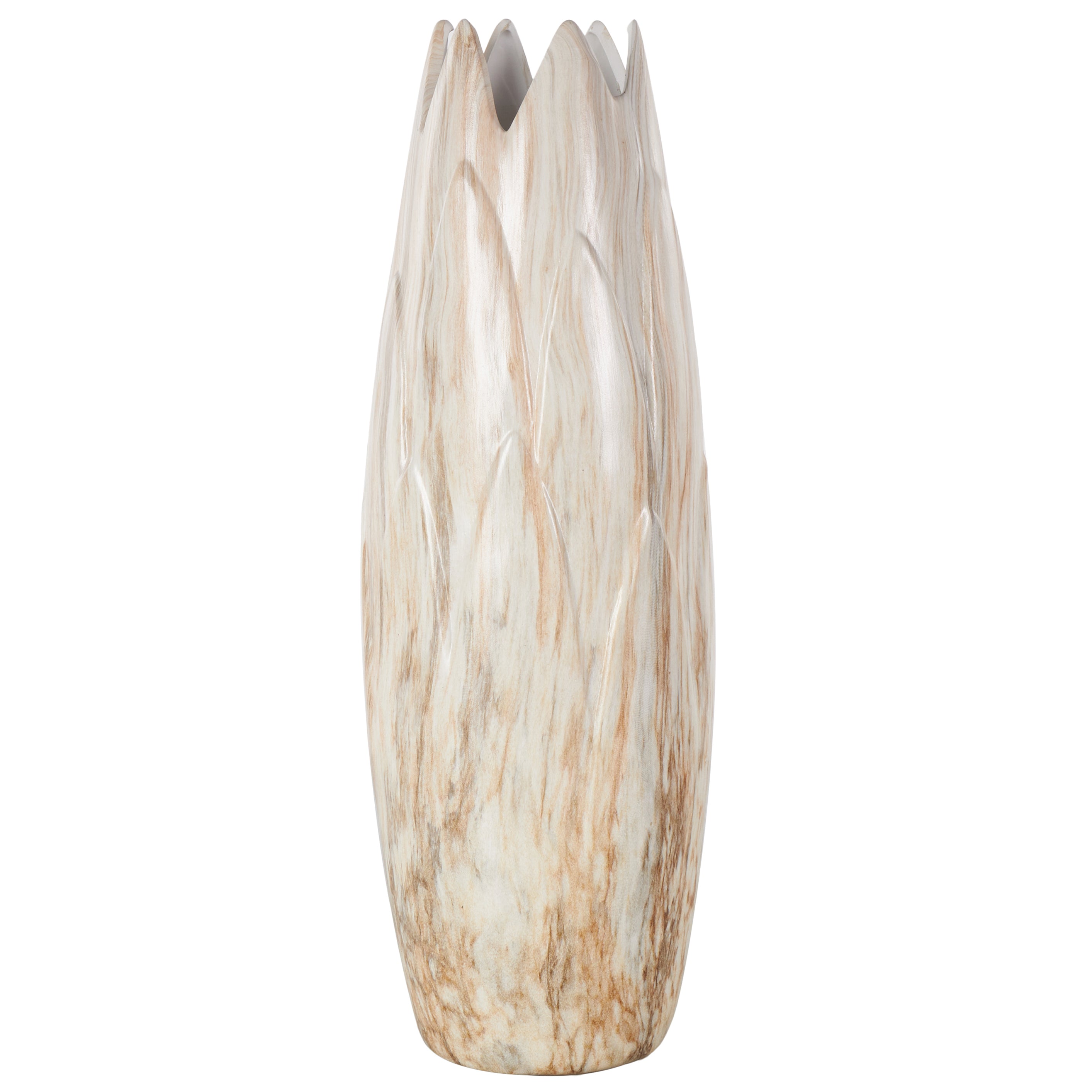 Ceramic Marbled Decorative Vase with Angled Edge Opening