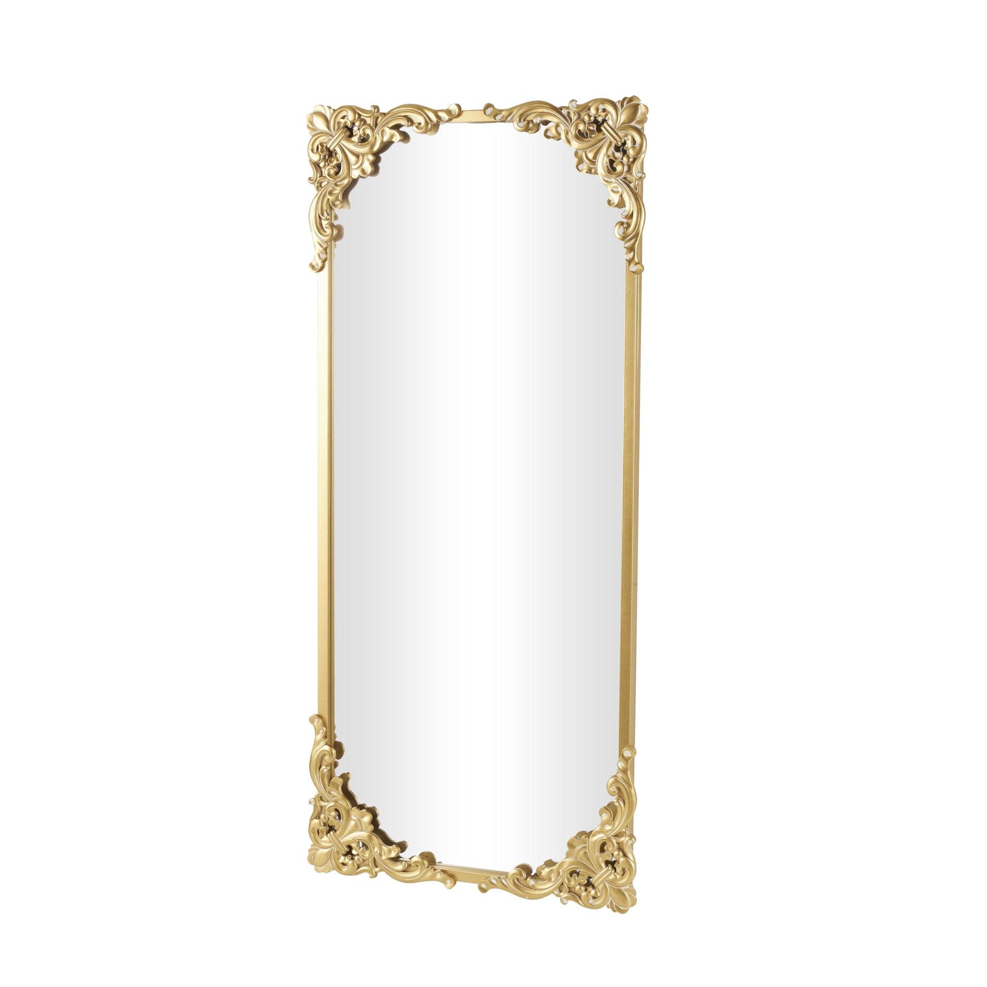 Scroll Gold Metal Tall Ornate Baroque Room Floor Mirror