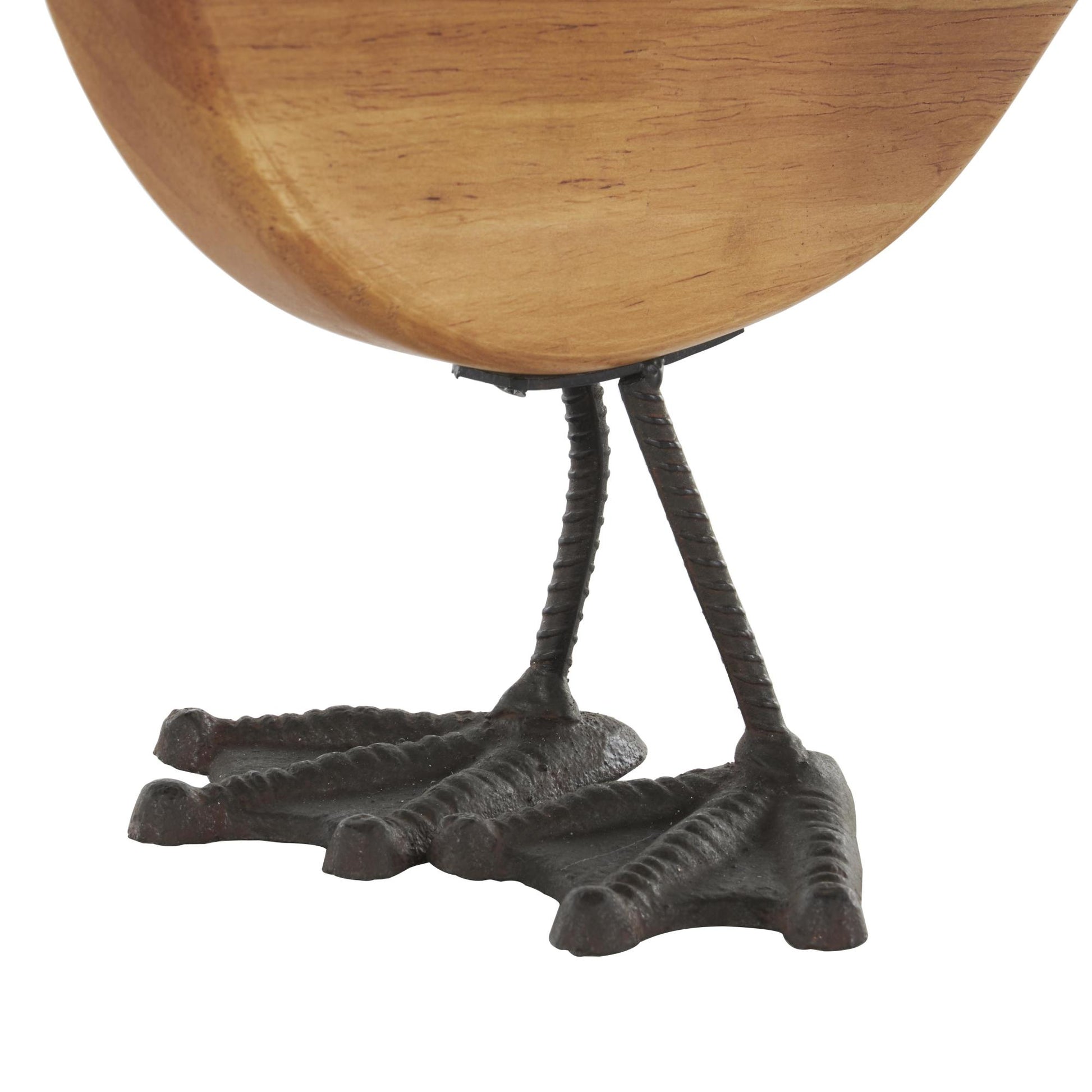 Set of 2 Duck Brown Wood Abstract Decorative Garden Sculpture with Black Metal Feet