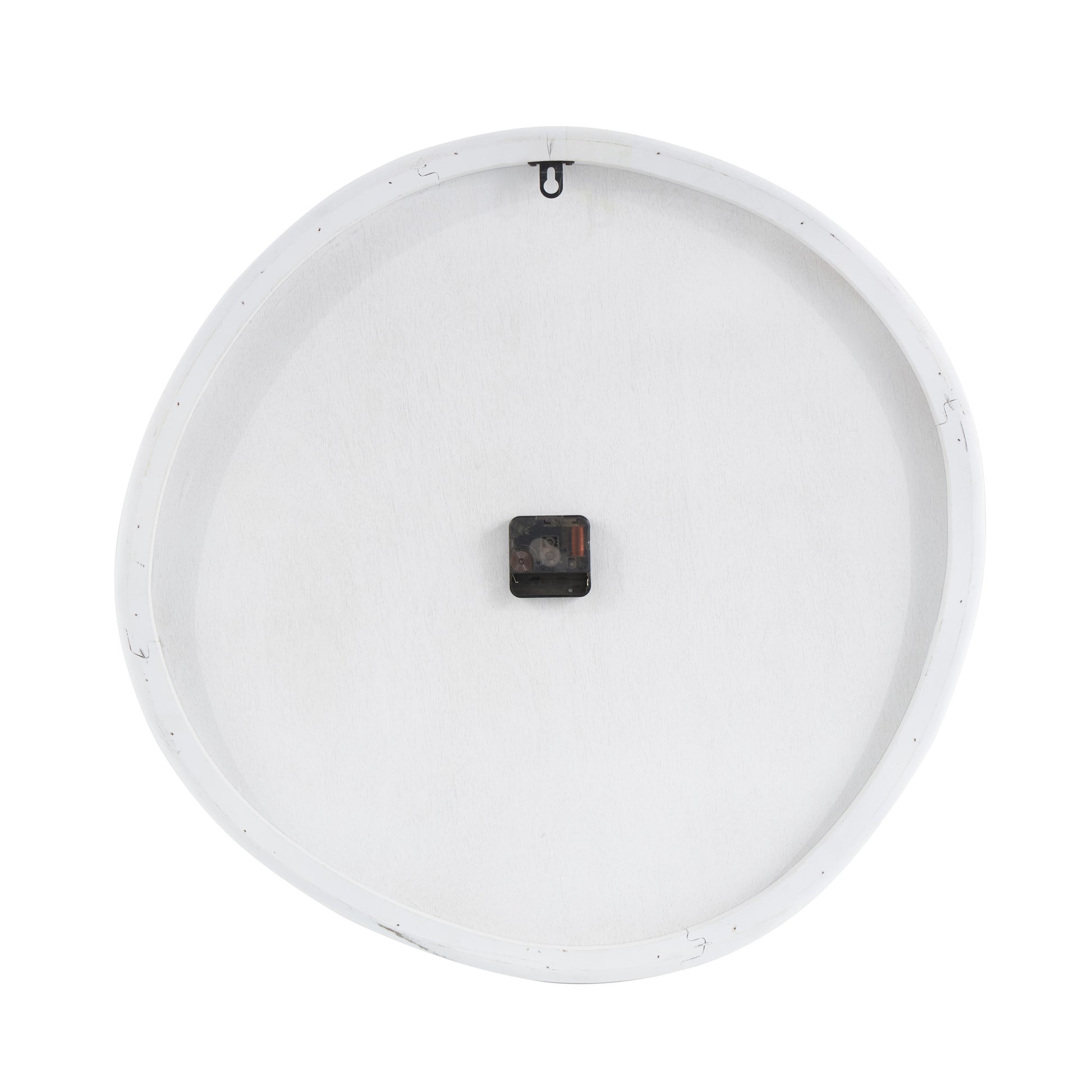 White Wood Round Decorative Wall Clock with Black Hands and Numbers