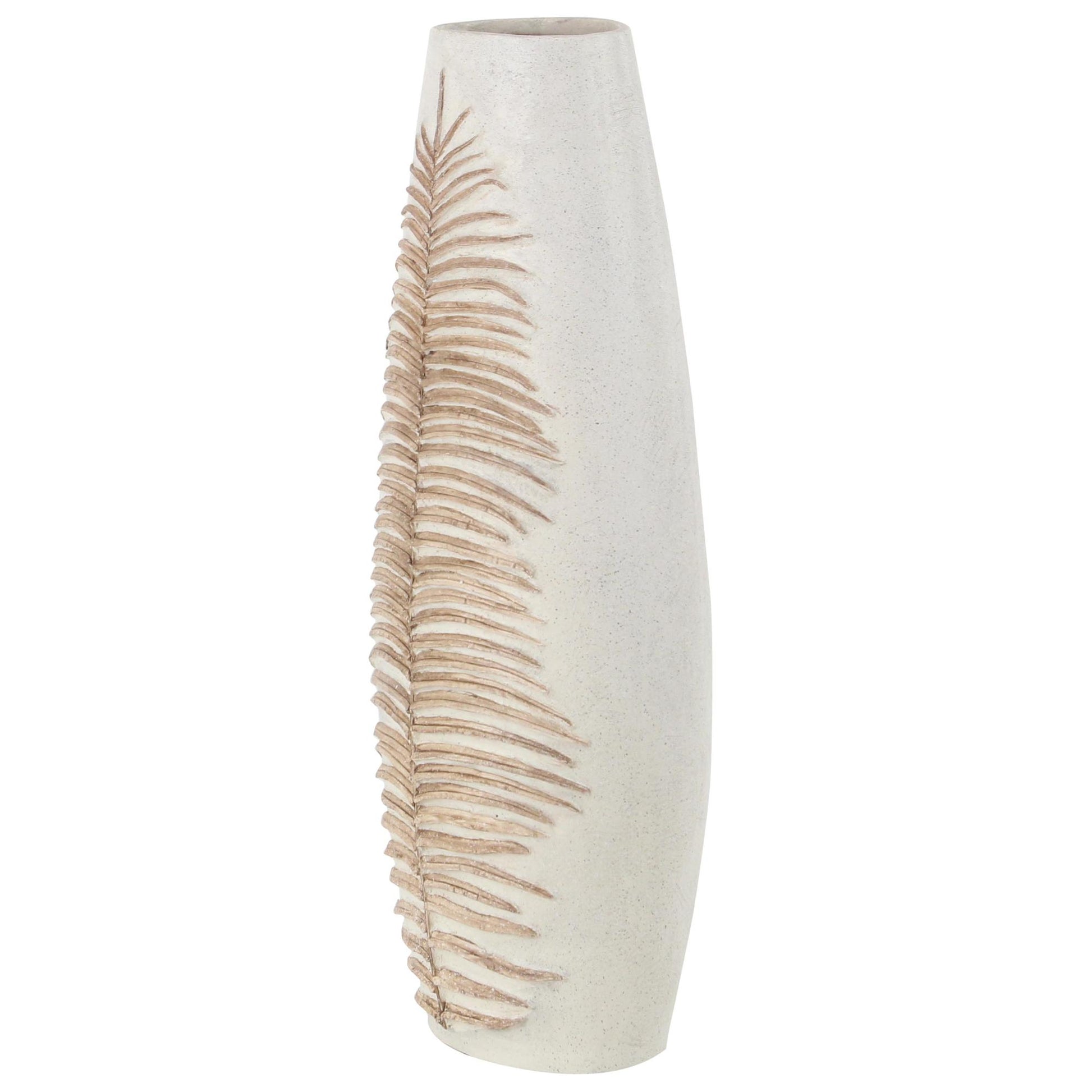 Leaf White Polystone Decorative Vase