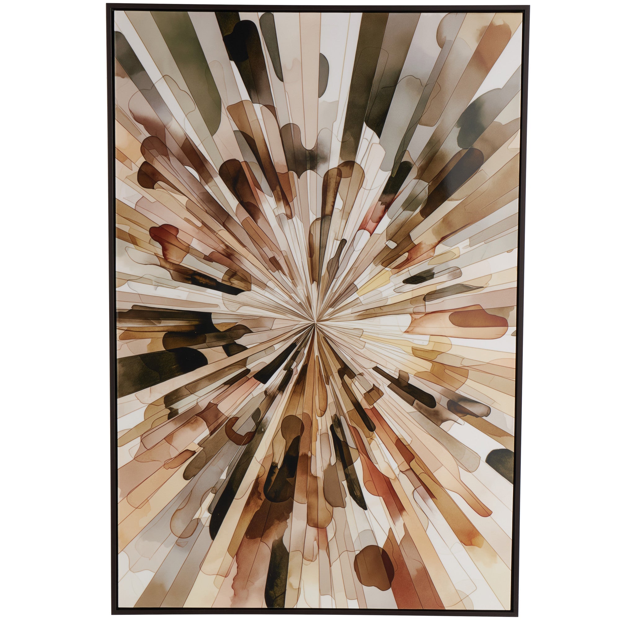 Sunburst Multi Colored Canvas Abstract Living Room Framed Wall Art with Black Frame