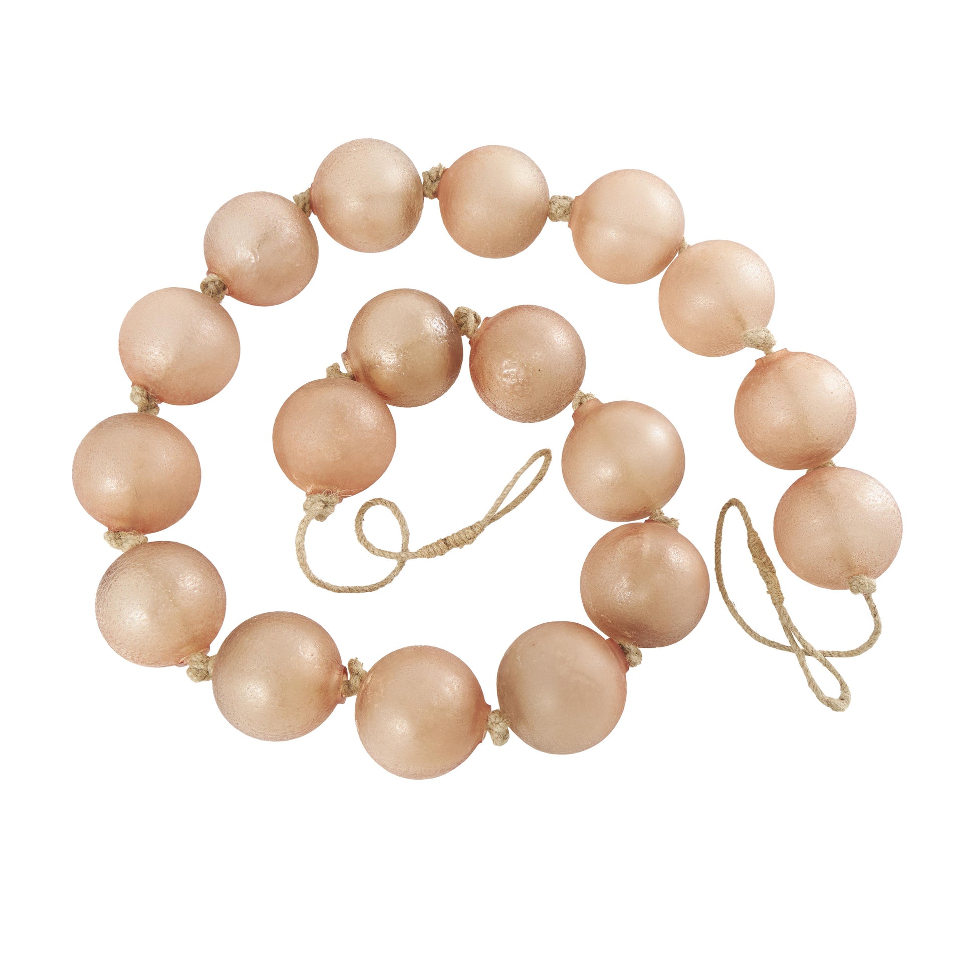Glass Handmade Round Extra Long Frosted Orb Beaded Garland with Tassel with Knotted Jute Rope