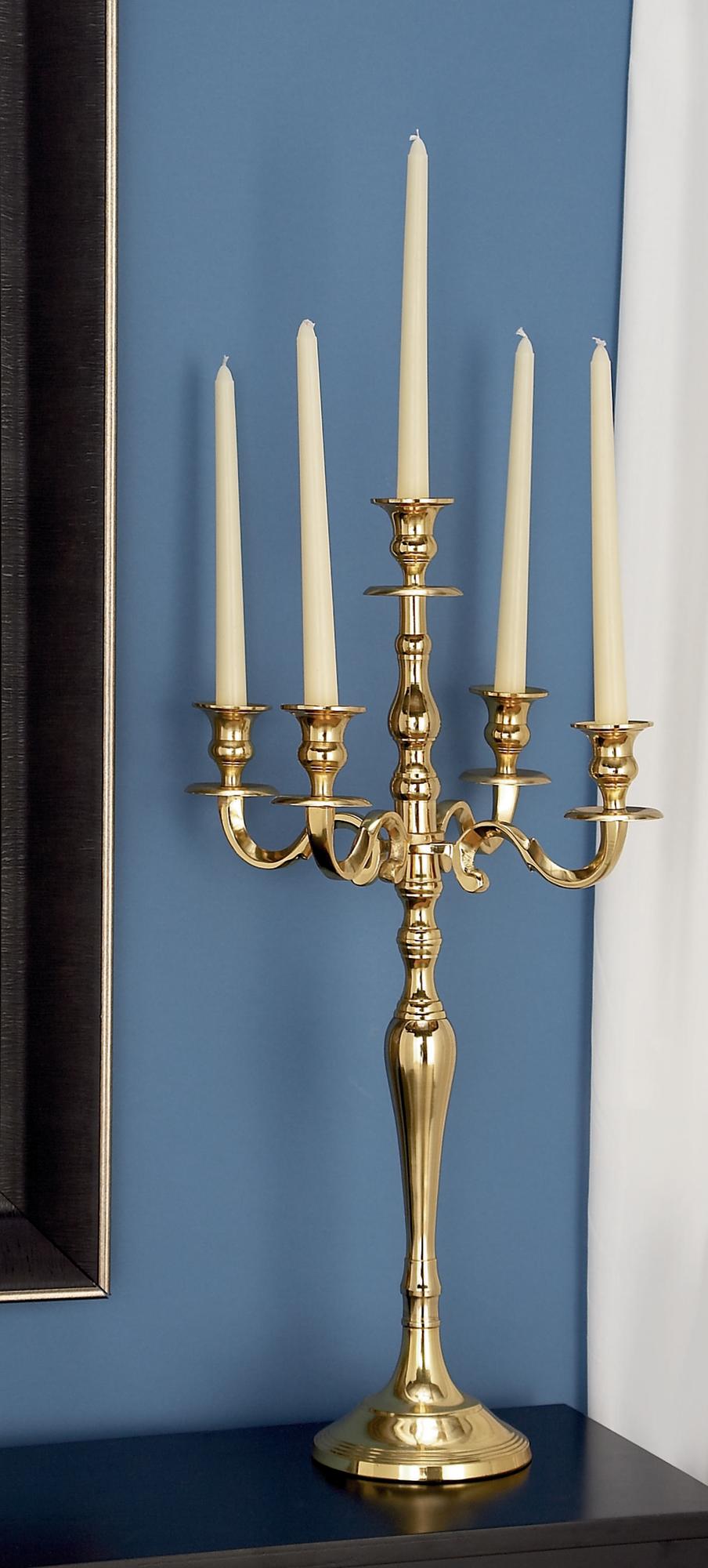 Scroll Gold Aluminum Metal Decorative Candelabra