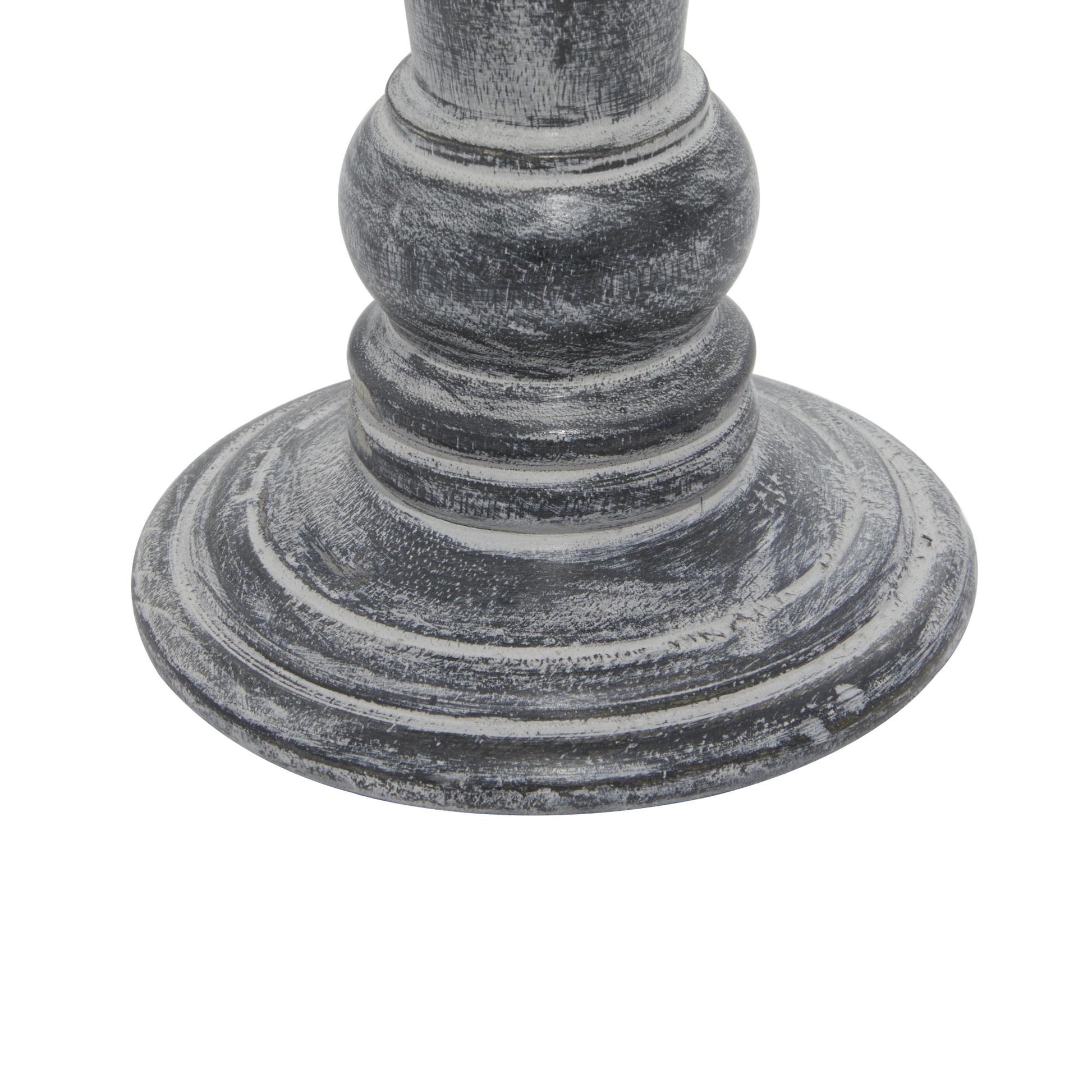 Set of 3 Black Mango Wood Whitewashed Turned Decorative Candle Holder