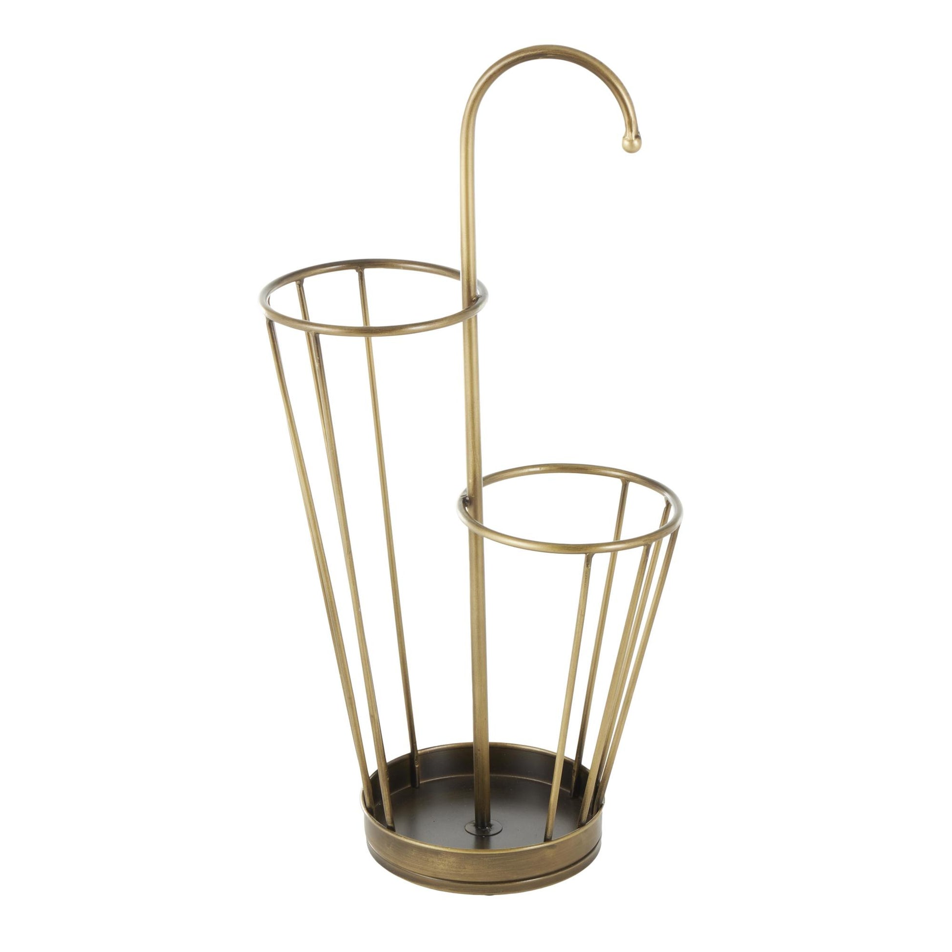 Geometric Metal 2 Section Decorative Umbrella Stand with Umbrella Shaped Handle