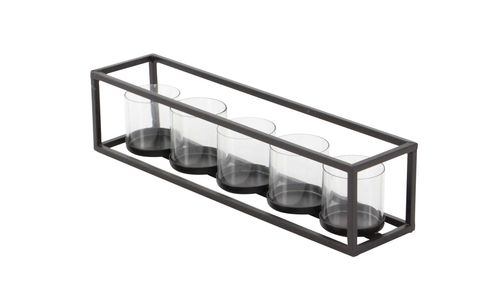 Black Metal 5 Glass Sleeve Decorative Candelabra