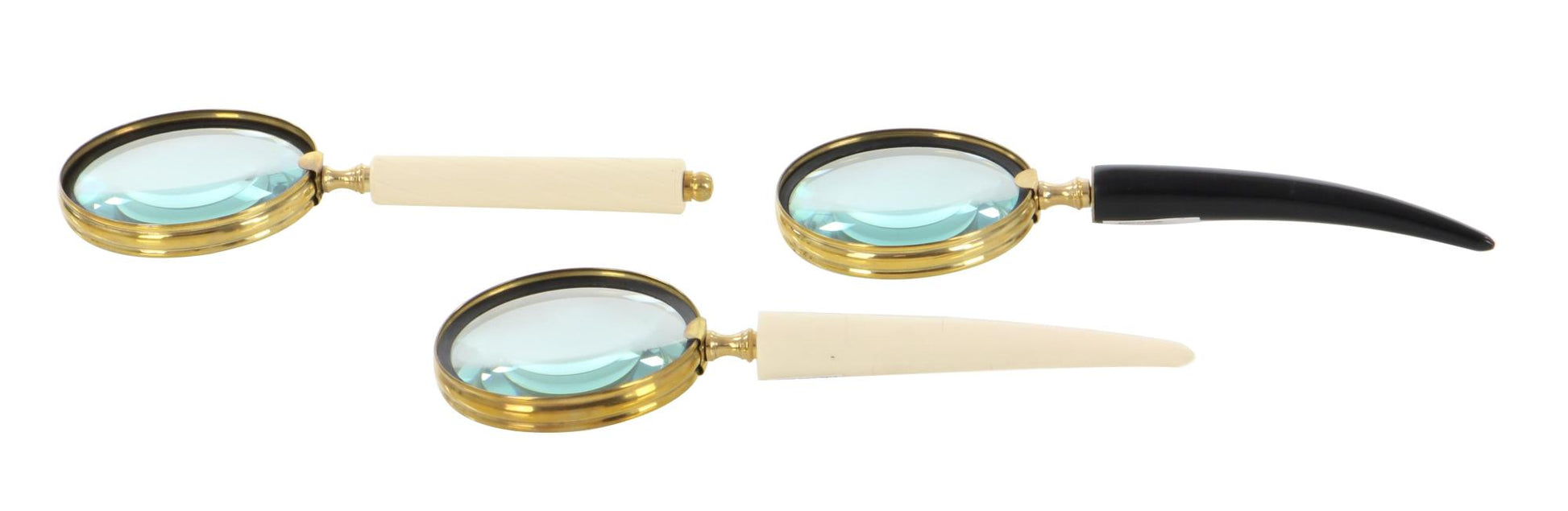 CosmoLiving by Cosmopolitan Set of 3 Black Metal Decorative Magnifying Glass with Bone Handles