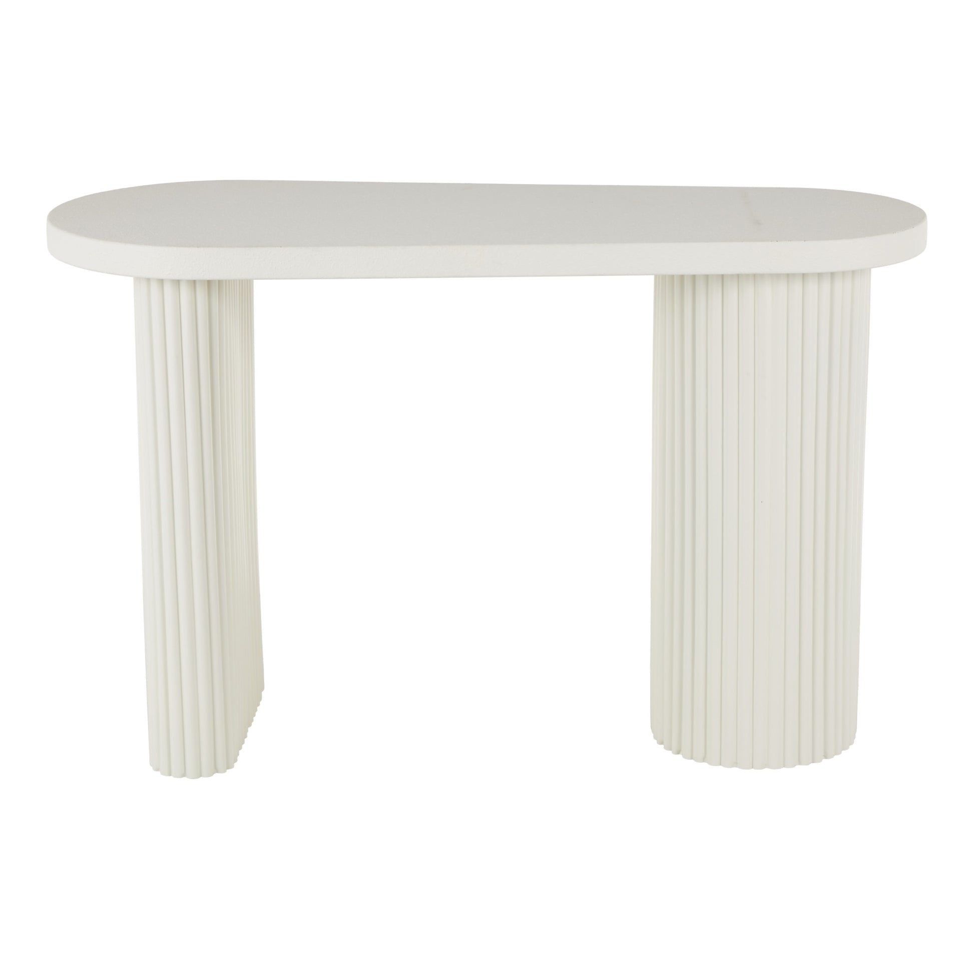 Metal Handmade Oval Living Room Console Table with Ribbed Legs