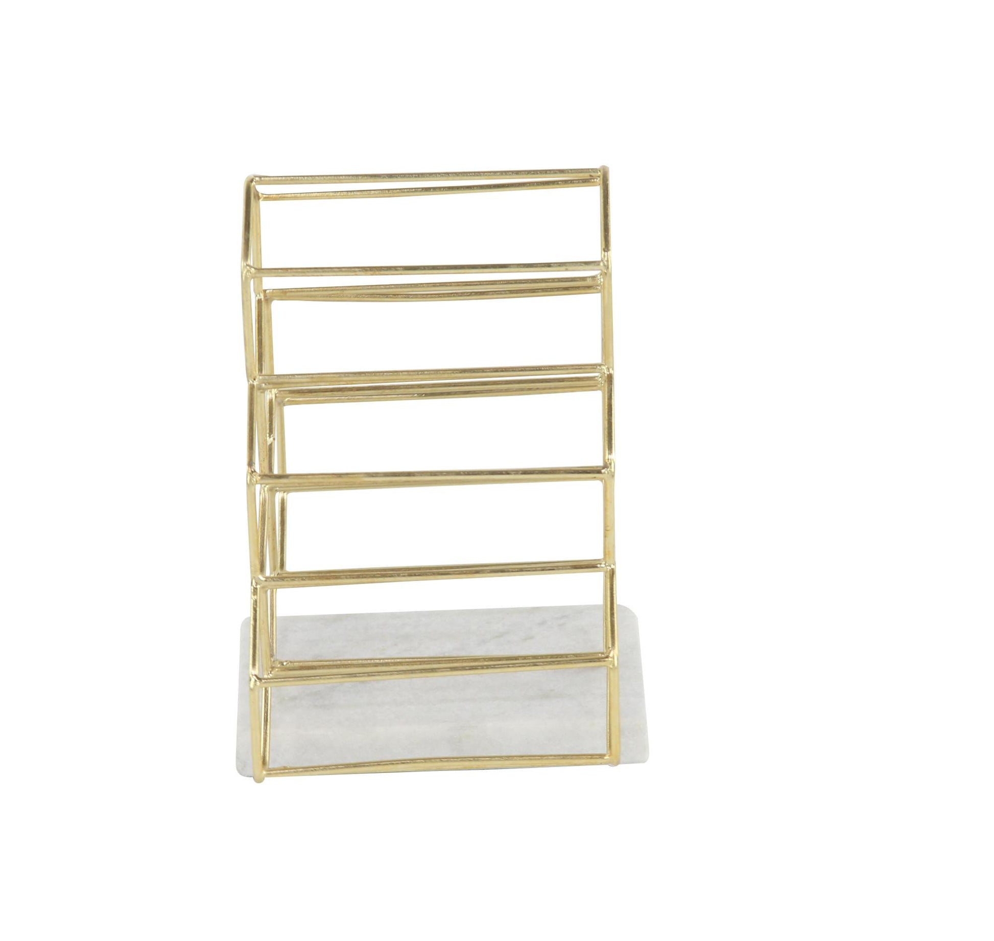 Geometric Gold Marble 6 Bottle Kitchen Wine Rack with Marble Base