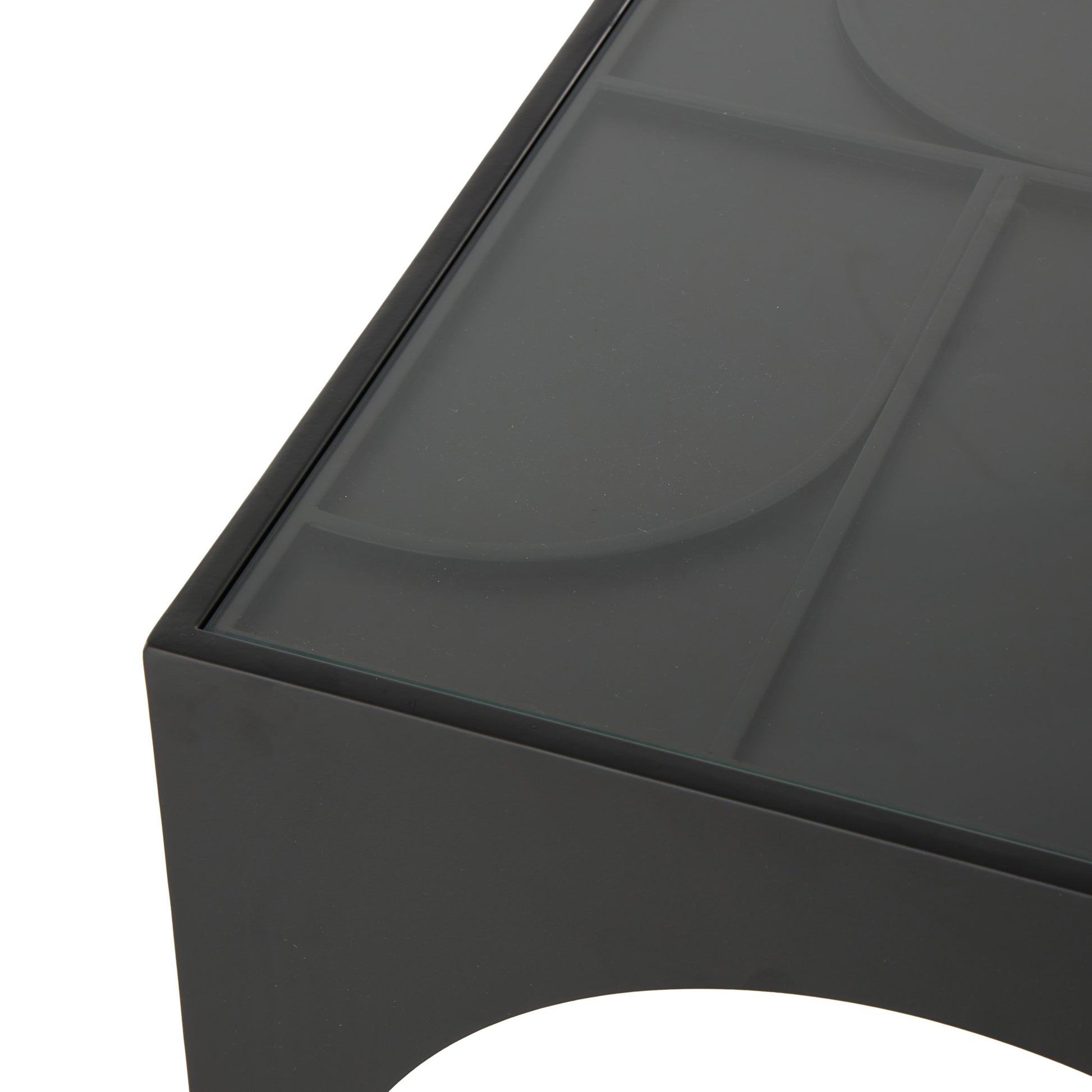 Geometric Black Metal Side End Accent Table with Glass Top