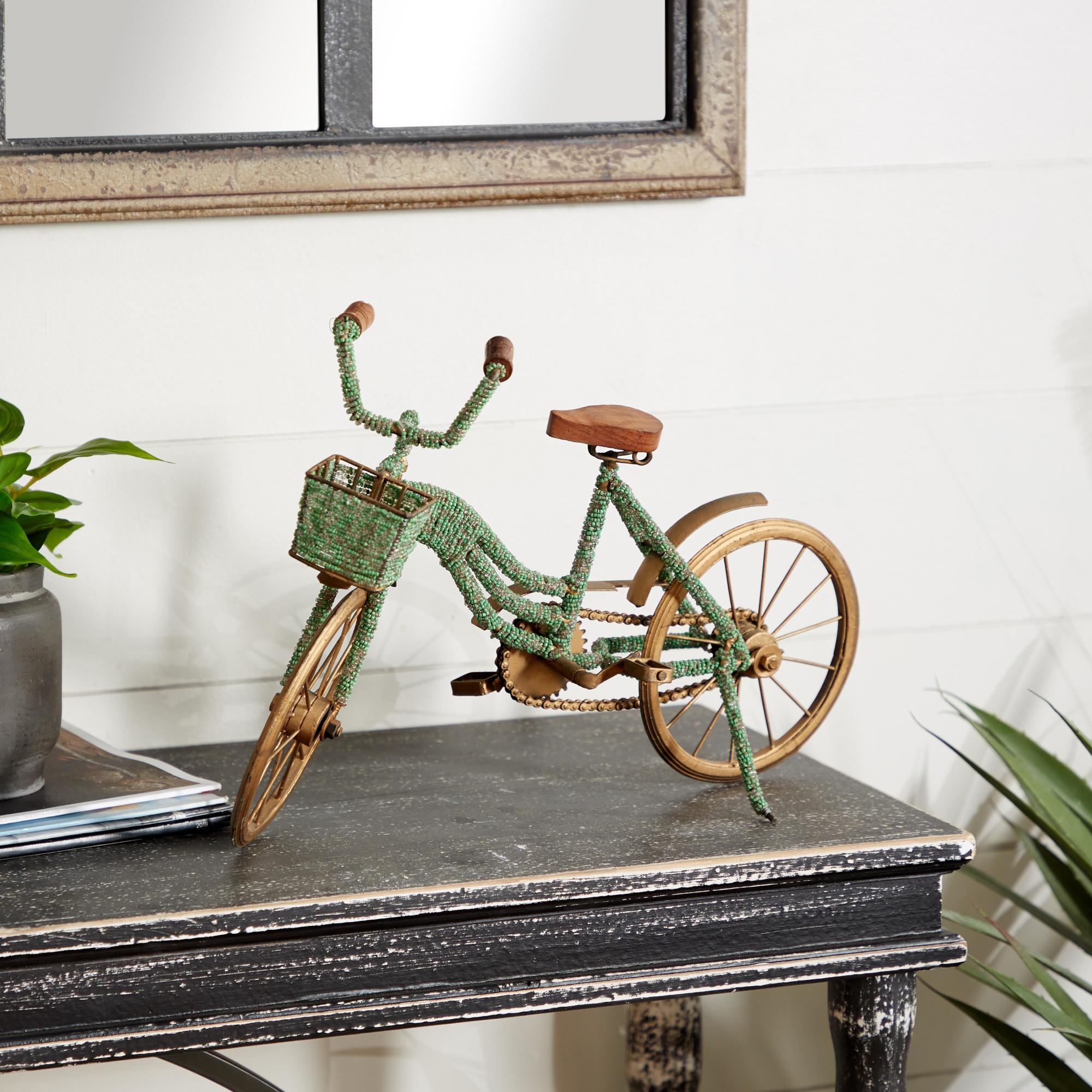 Bike Green Metal Decorative Sculpture