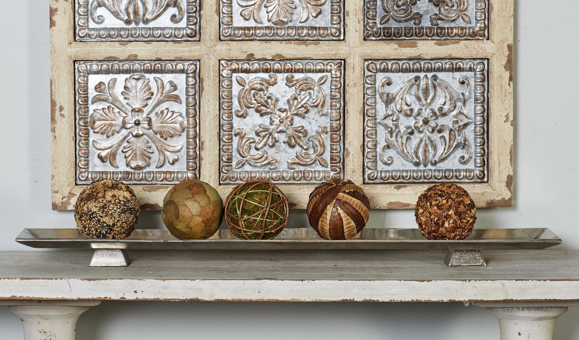 Silver Aluminum Metal Slim Rectangular Living Room Decor Tray with Feet