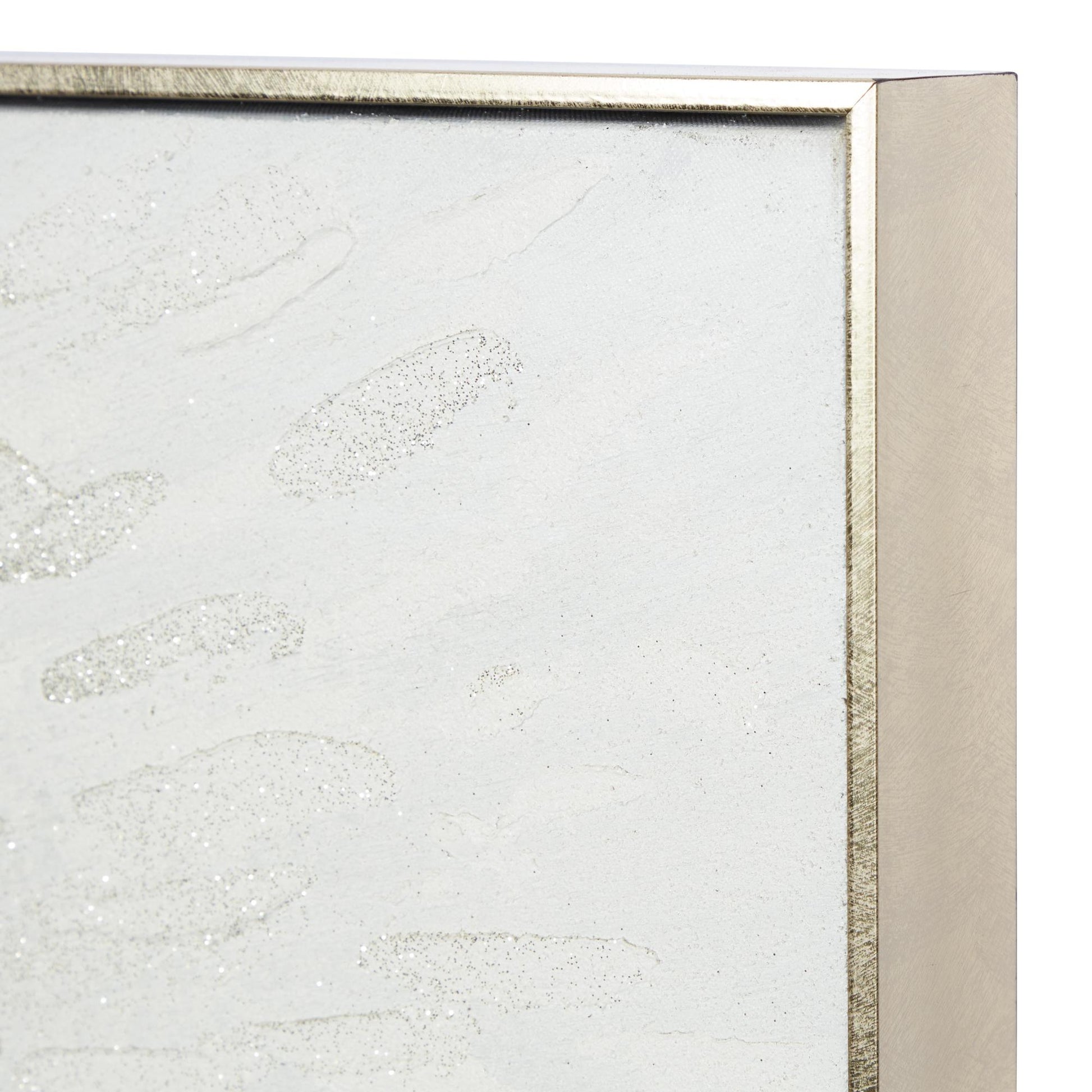 CosmoLiving by Cosmopolitan Starburst White Canvas Abstract Metallic Living Room Framed Wall Art with Silver Foil Accents