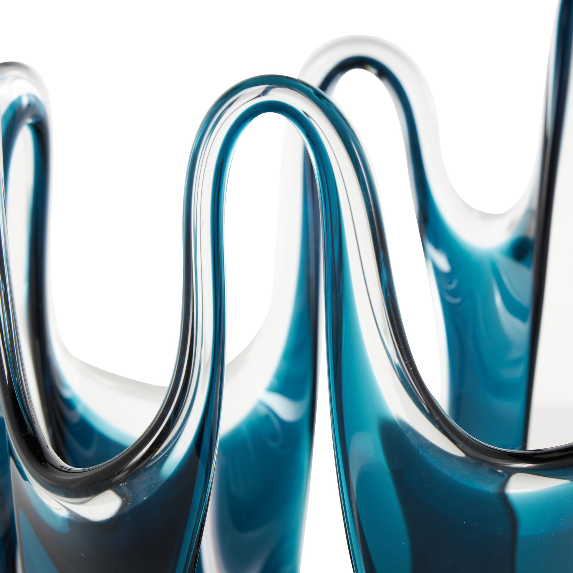 Abstract Glass Ombre Decorative Vase with Wavy Oval Cutouts
