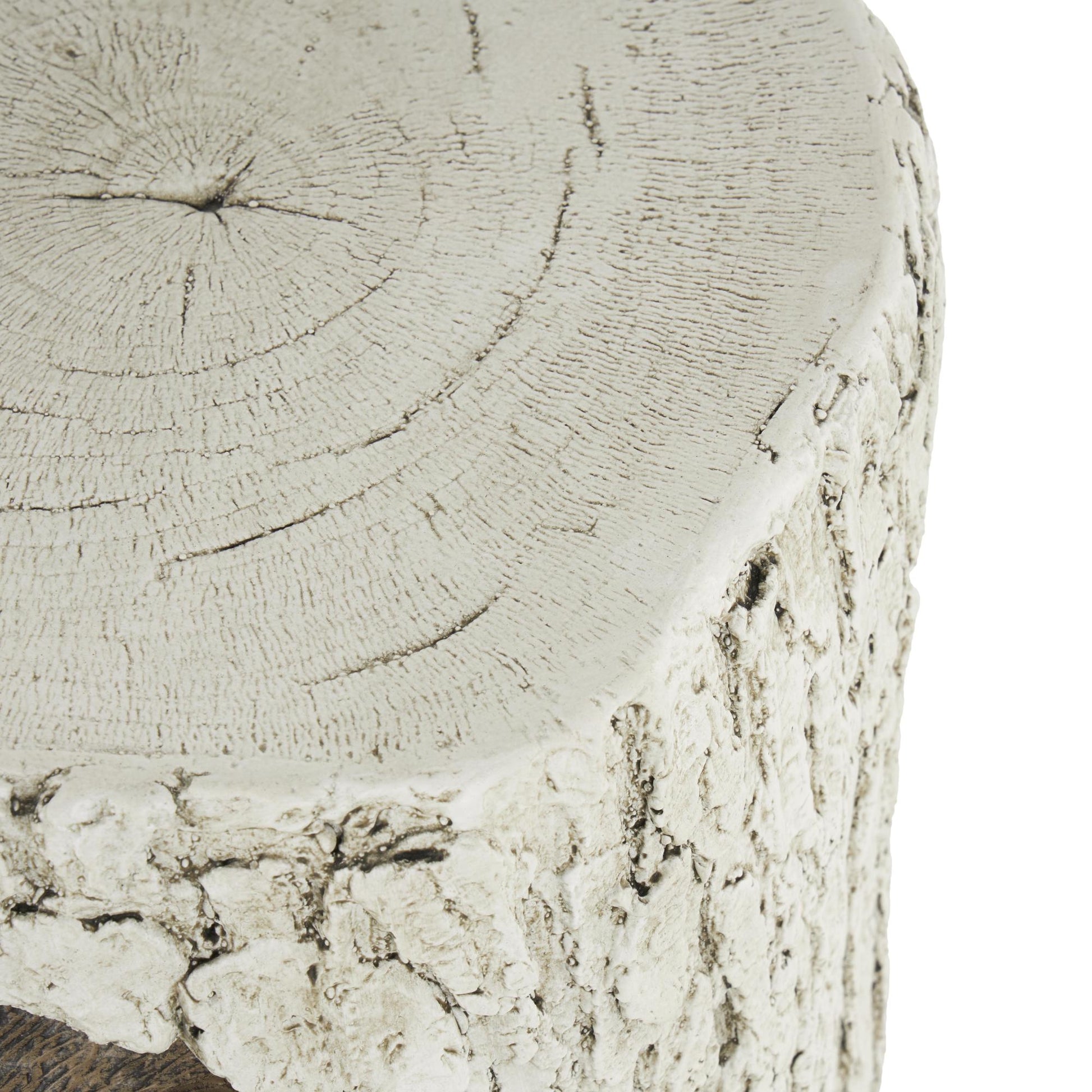 Owl White Magnesium Oxide Tree Trunk Decorative Garden Stool with Brown Accents