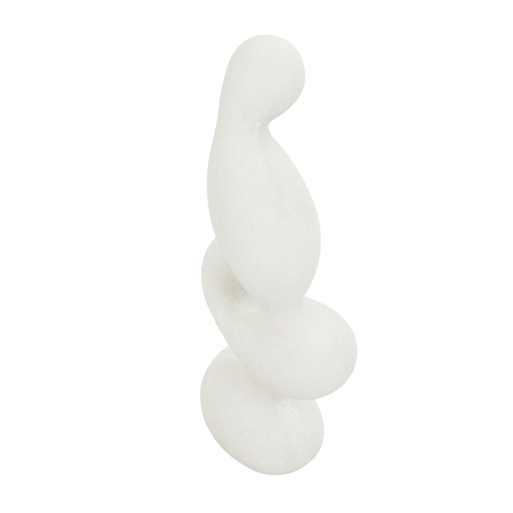 Abstract White Polystone Curved Shaped Decorative Sculpture with Speckled Texturing