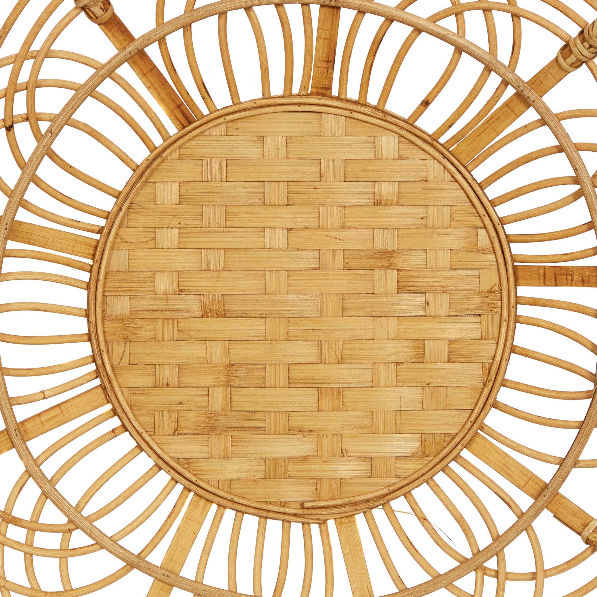 Set of 3 Plate Brown Wood Handmade Floral Basket Home Wall Decor