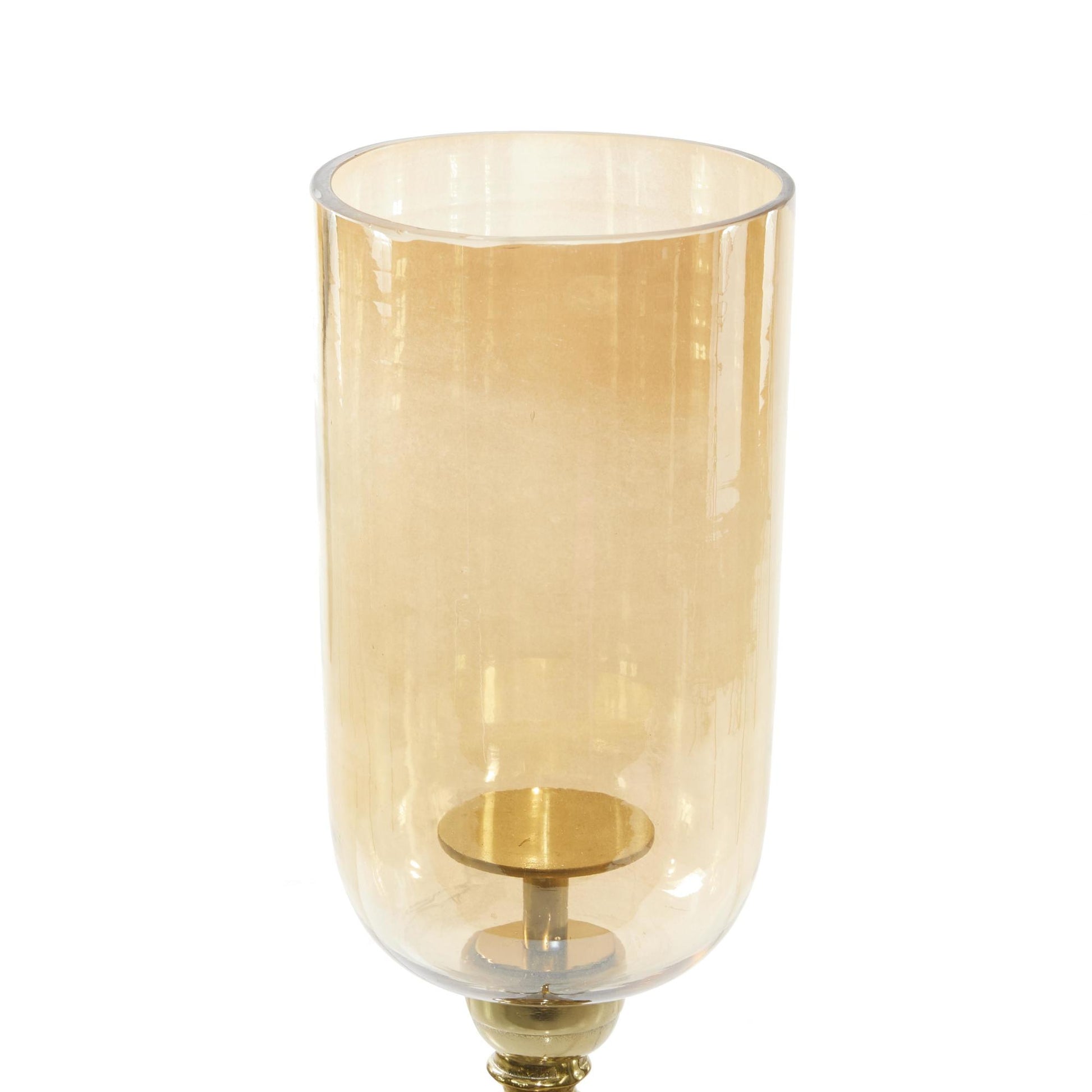 Gold Aluminum Metal Single Candle Room Hurricane Lamp