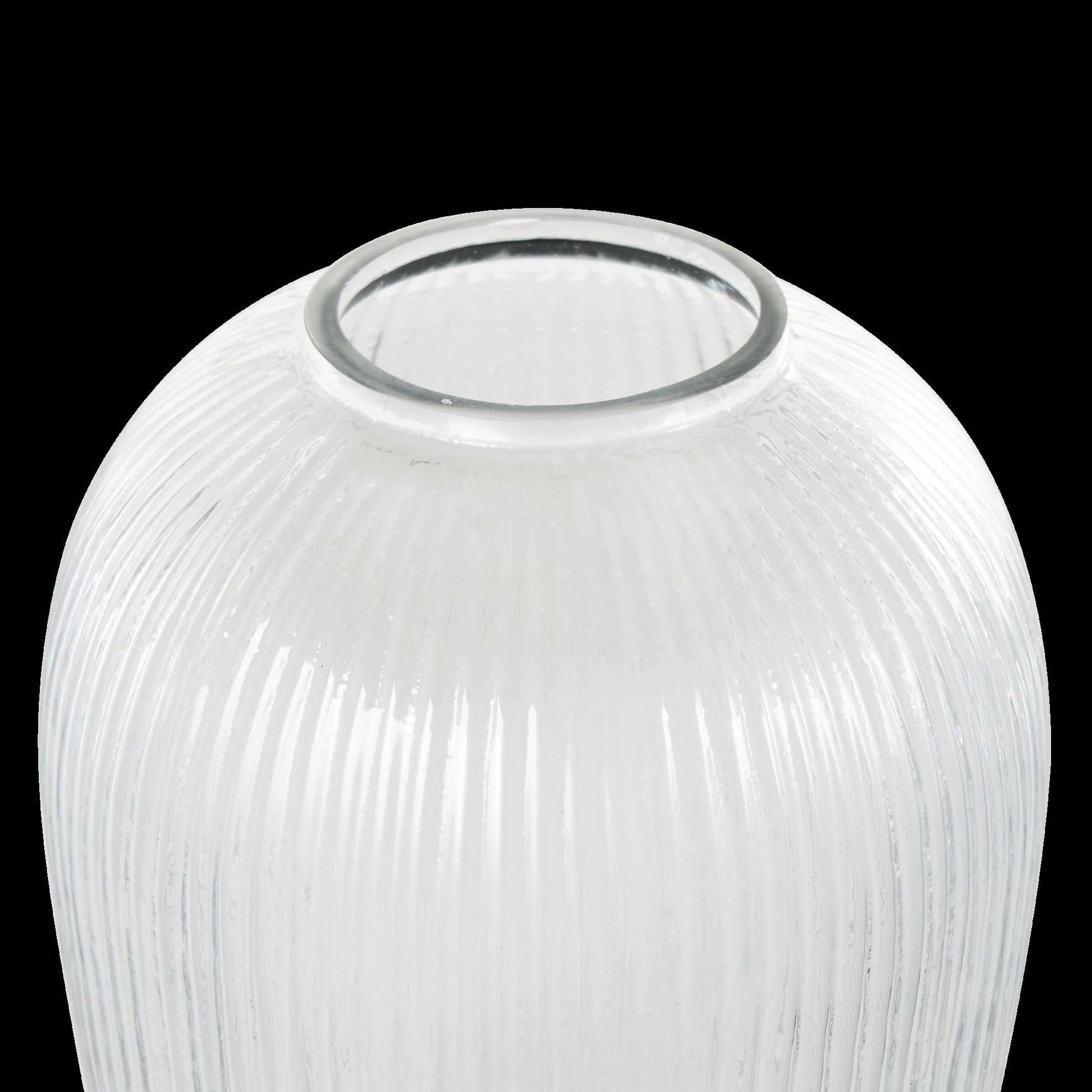 Glass Ribbed Fluted Decorative Vase 6" x 6" x 9"