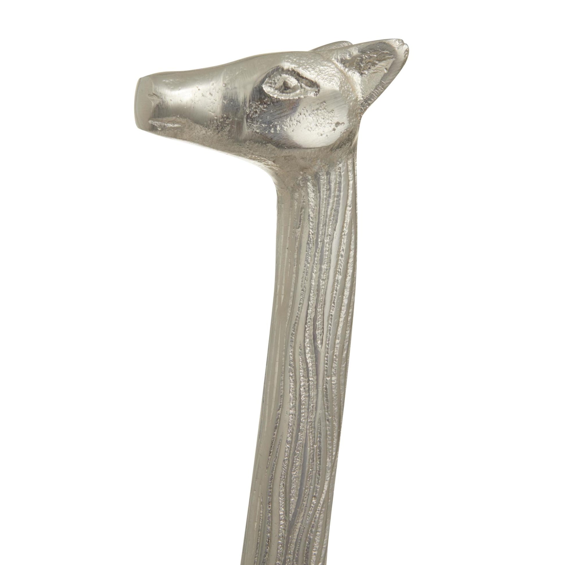 Set of 2 Giraffe Silver Aluminum Metal Decorative Sculpture