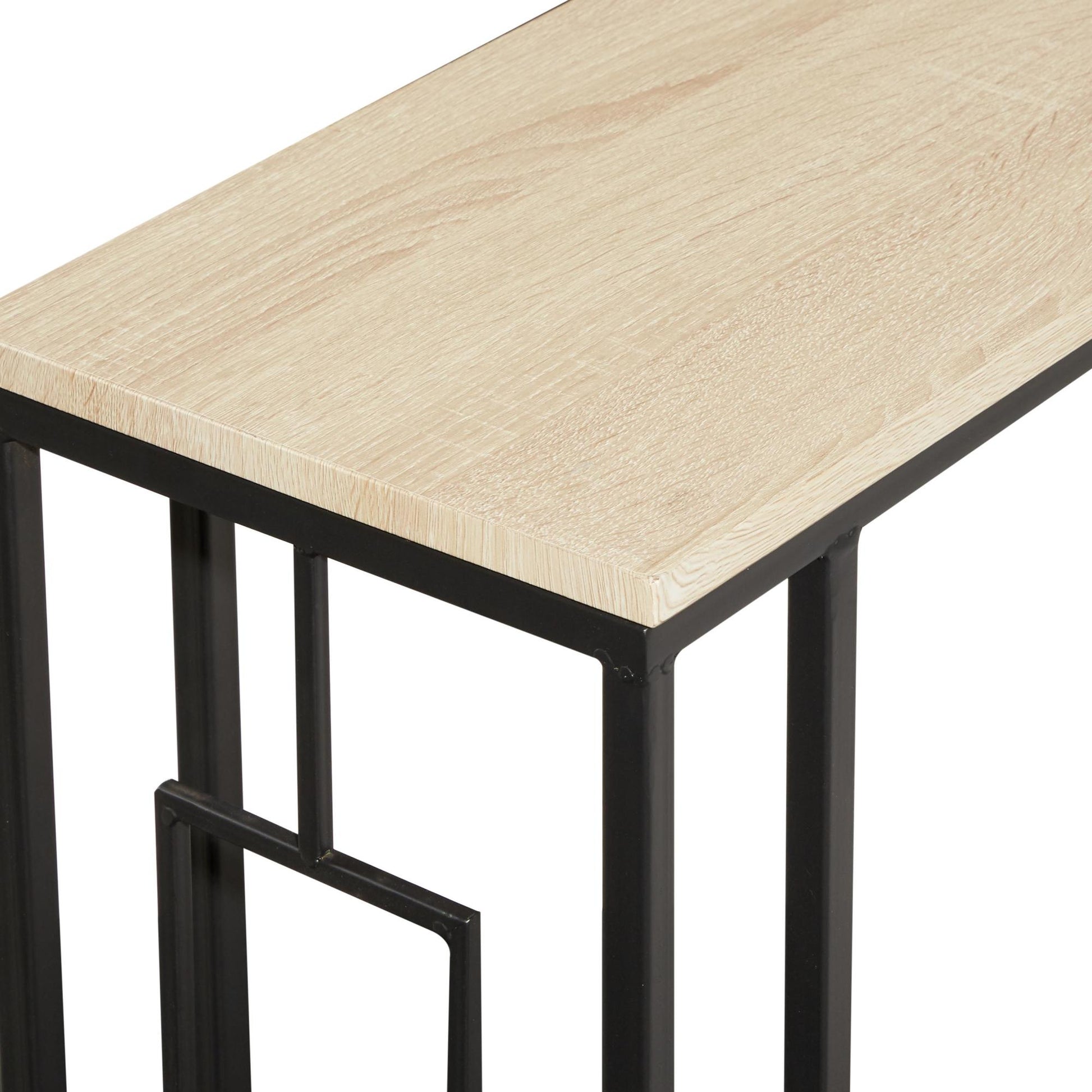 Metal C-Shaped Side End Accent Table with Black Metal Base