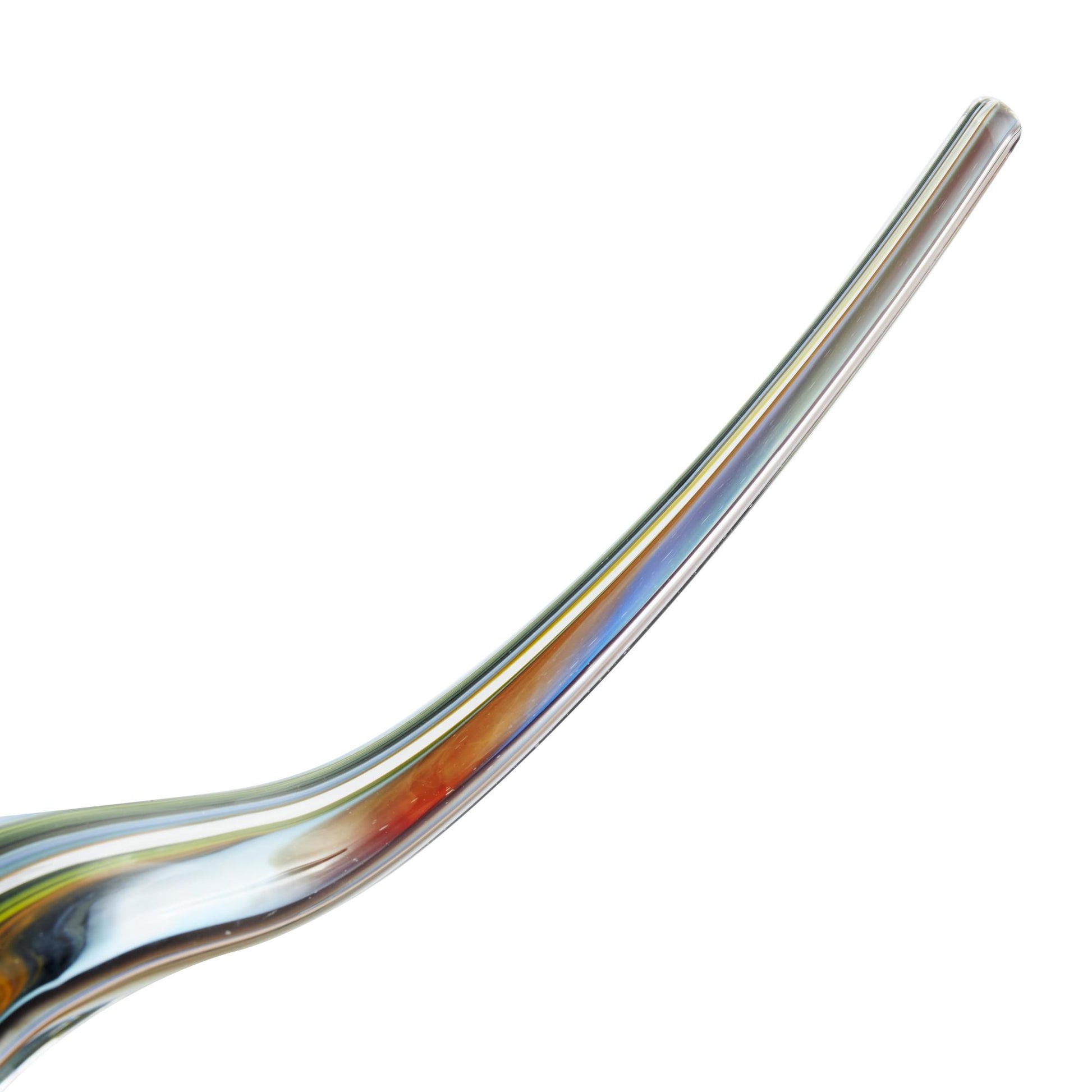 Abstract Multi Colored Glass Wave Decorative Sculpture with Clear Base