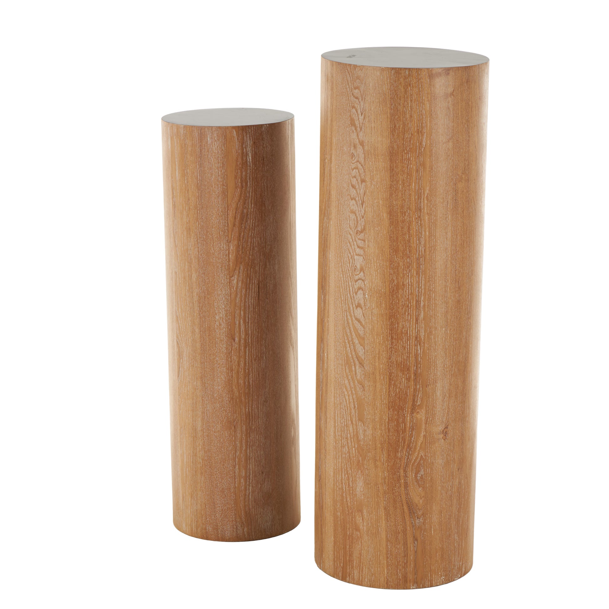 Set of 2 Metal Handmade Ribbed Side End Pedestal Table Set of 2 35", 32"H