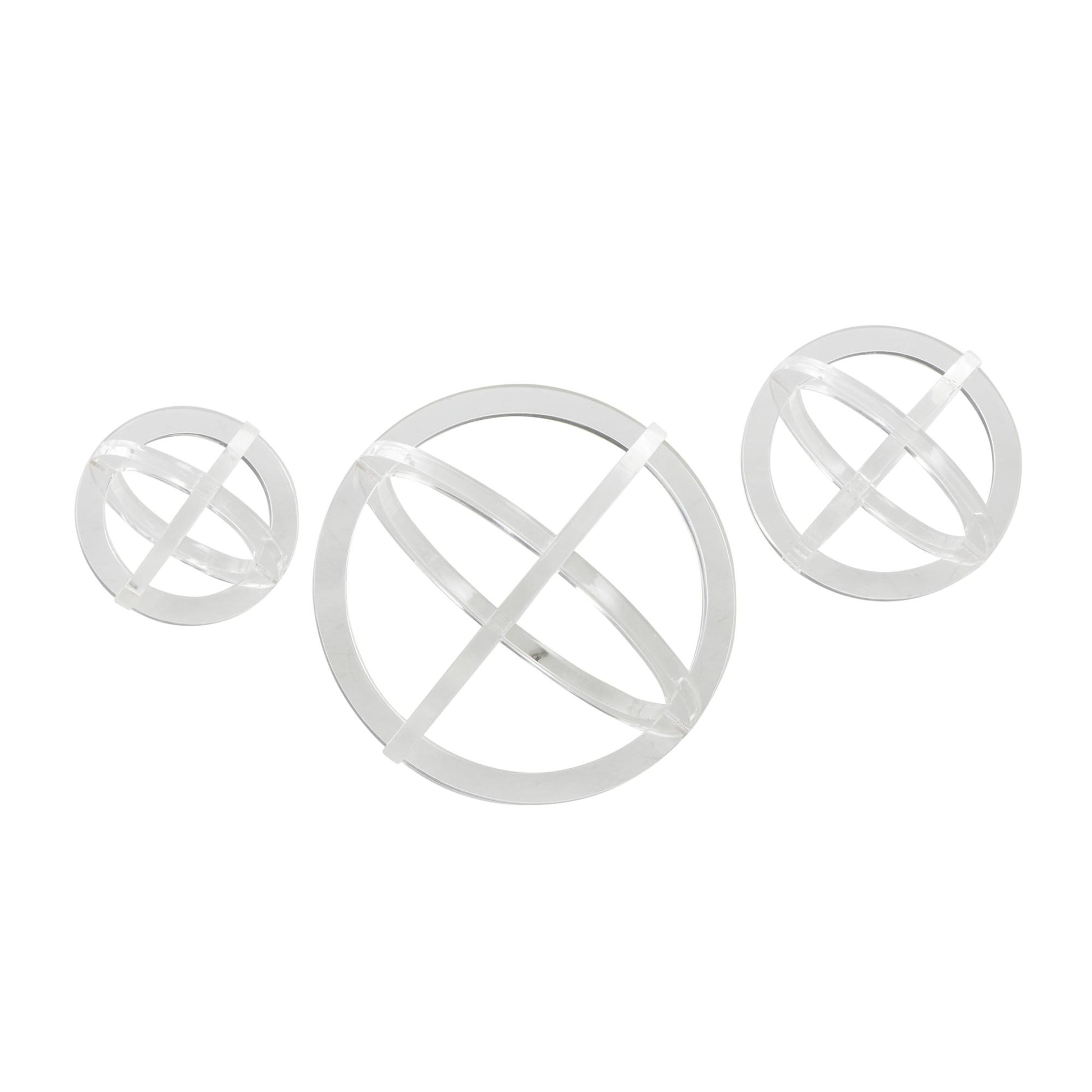 Set of 3 Geometric Clear Acrylic Plastic Delicate Decorative Sculpture