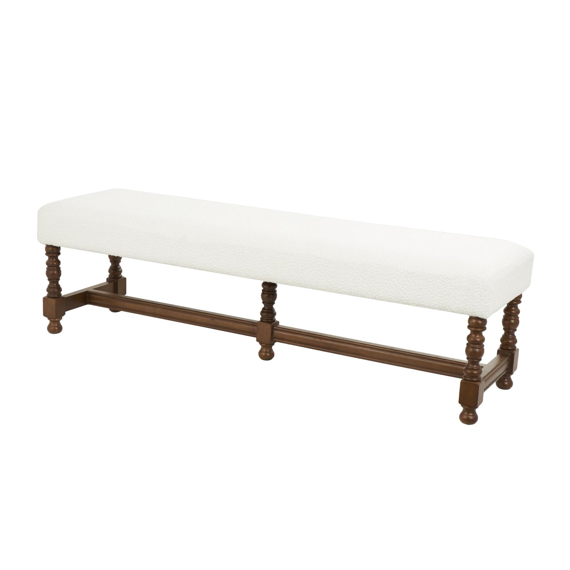 Fabric Home Bench Stool with Traditional Wood Turned Legs