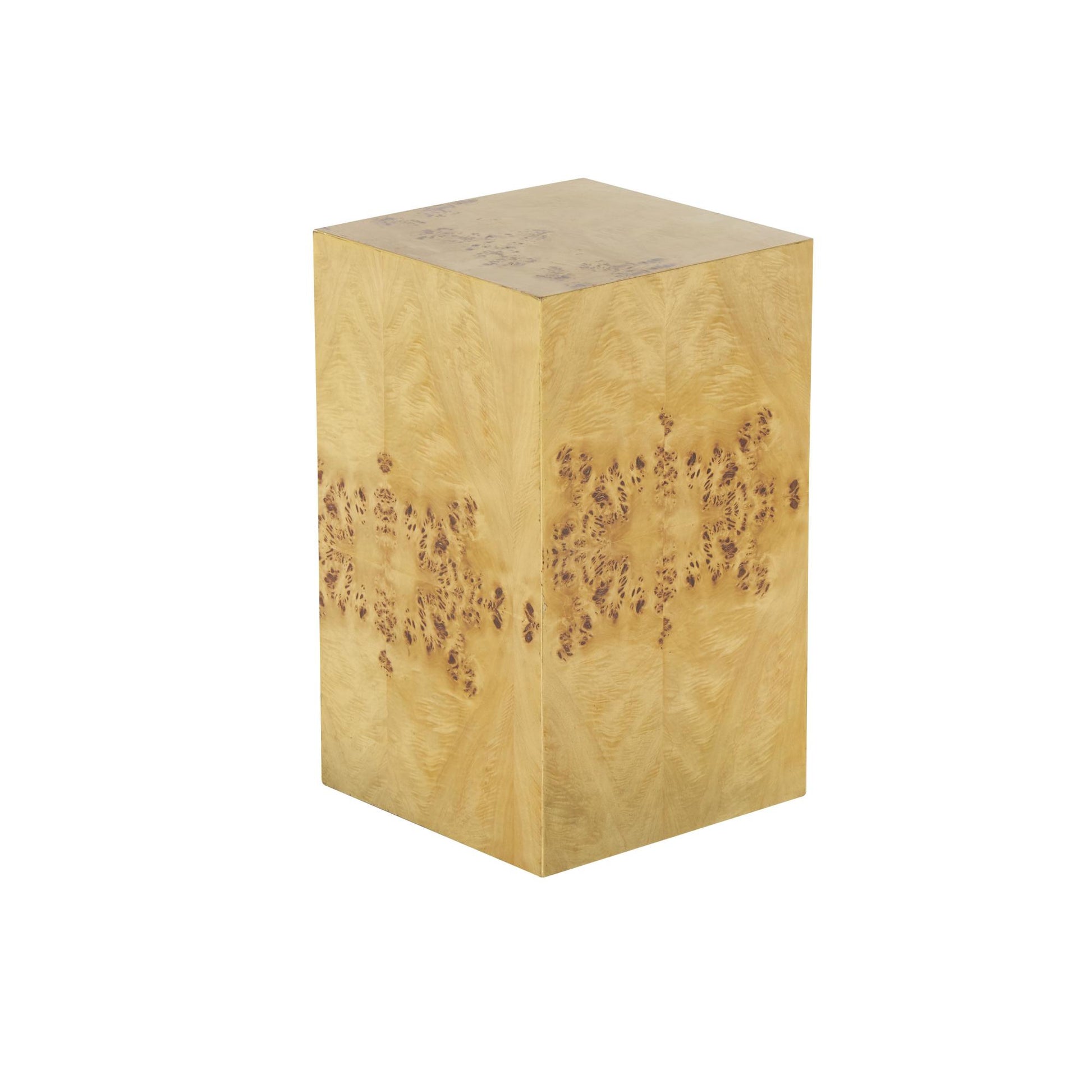 Brown Wood Square Cube Side End Accent Table with Wood Grain Patterns