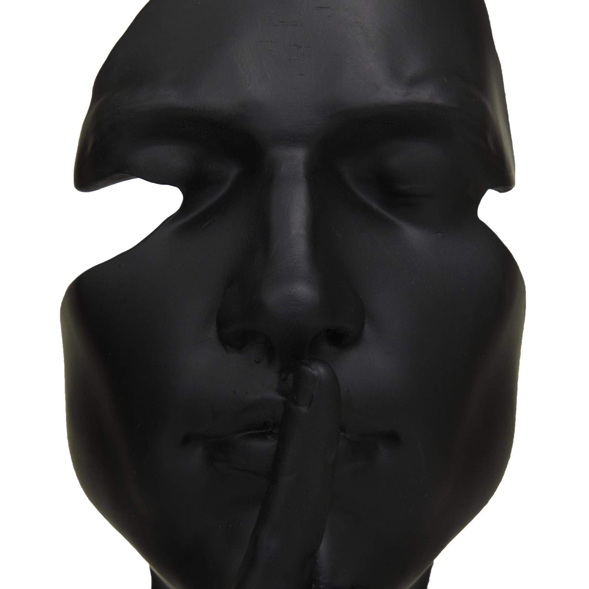 Set of 3 Face Black Polystone Decorative Sculpture