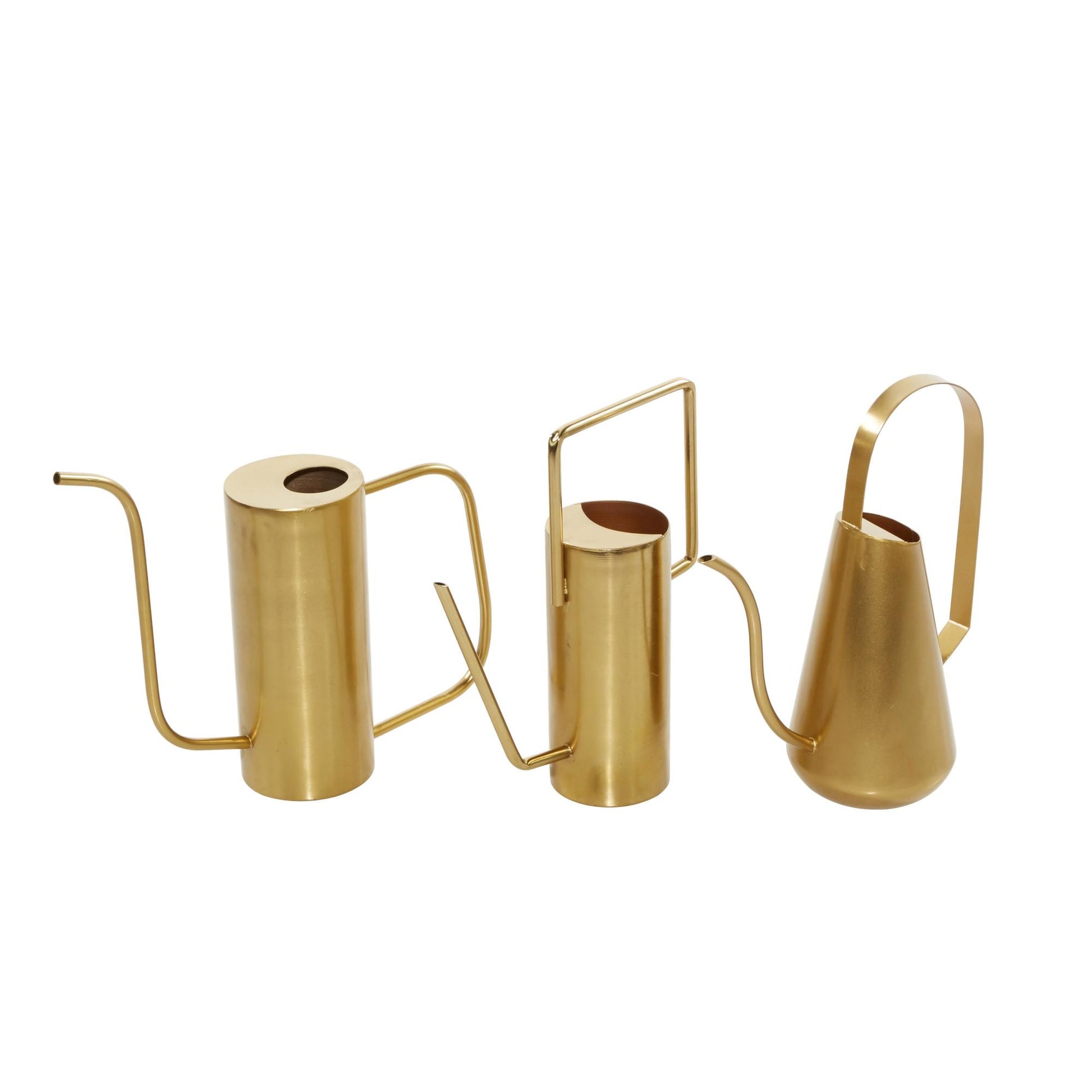 Set of 3 Watering Can Gold Metal Indoor Outdoor Planter