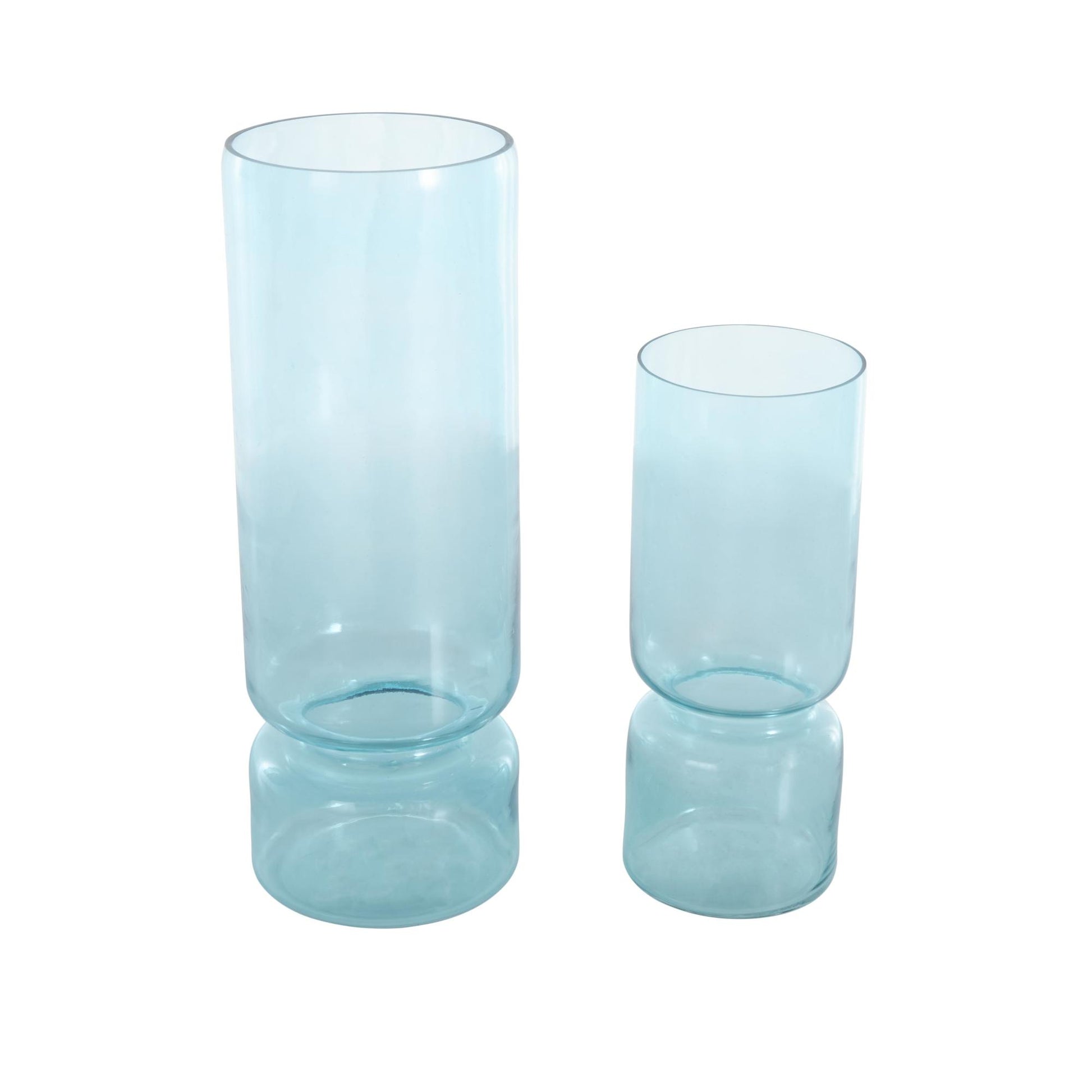 Set of 2 Glass Modern Round Decorative Vase