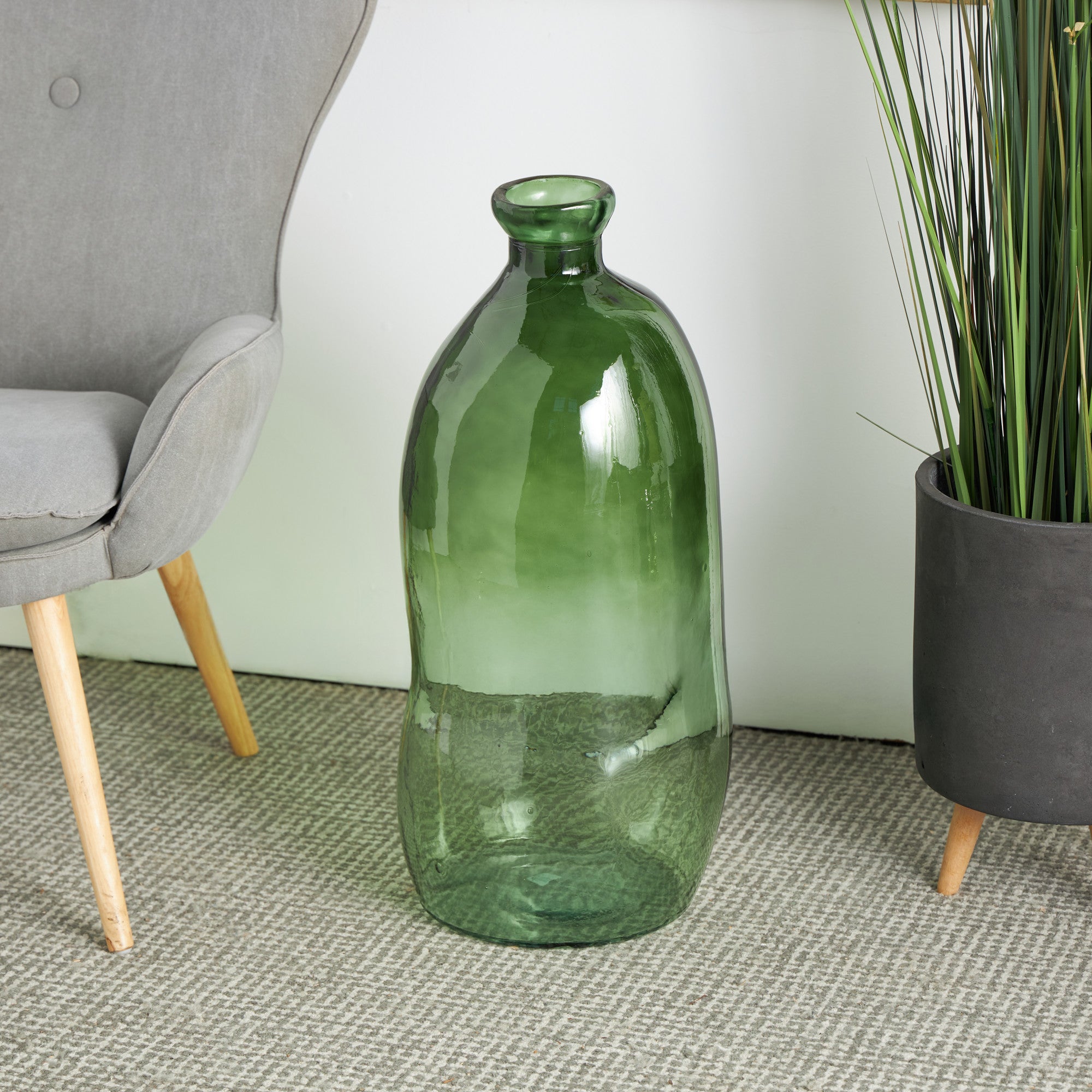 Abstract Recycled Glass Handmade Spanish Bottleneck Decorative Vase