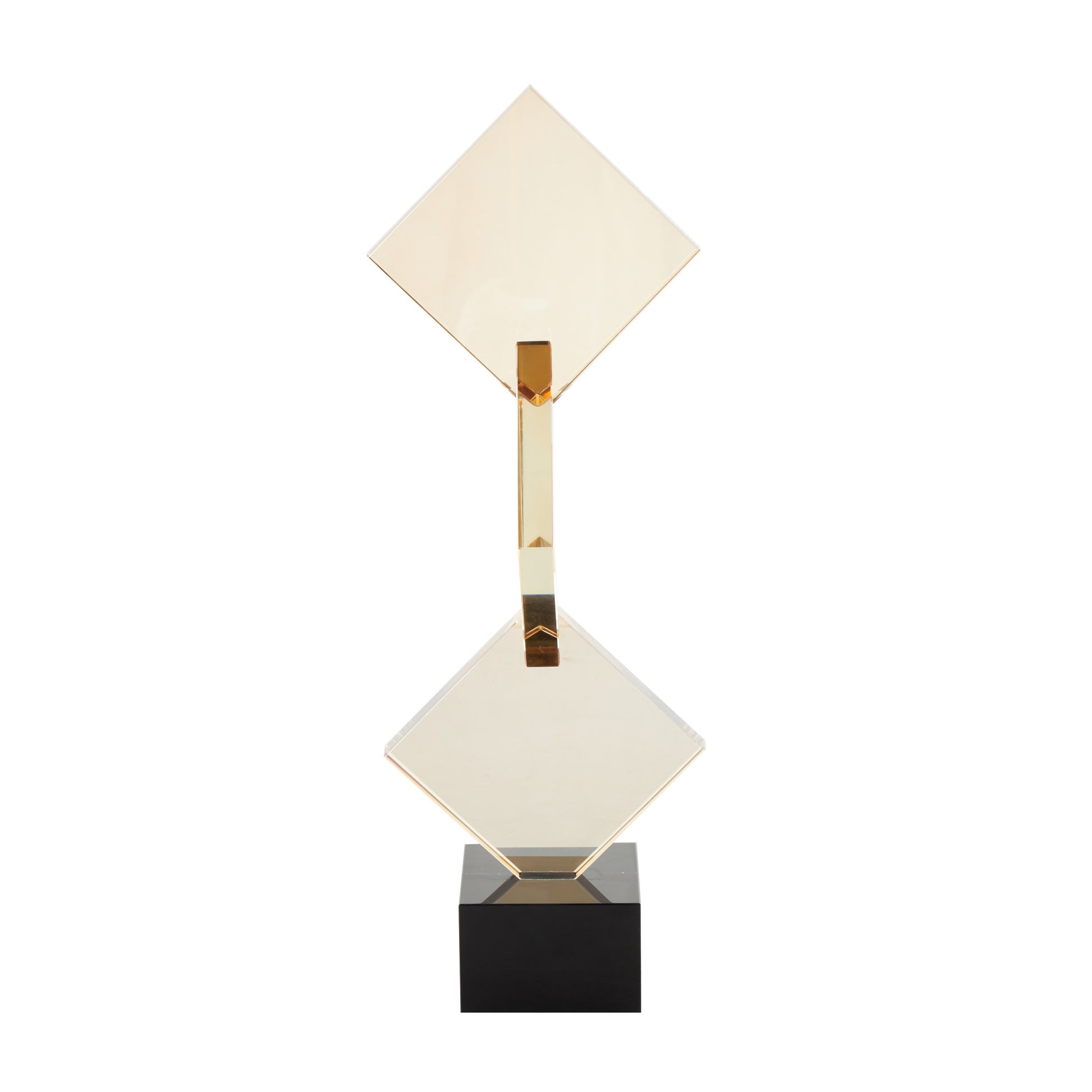 Abstract Orange Glass Stacked Diamonds Decorative Sculpture