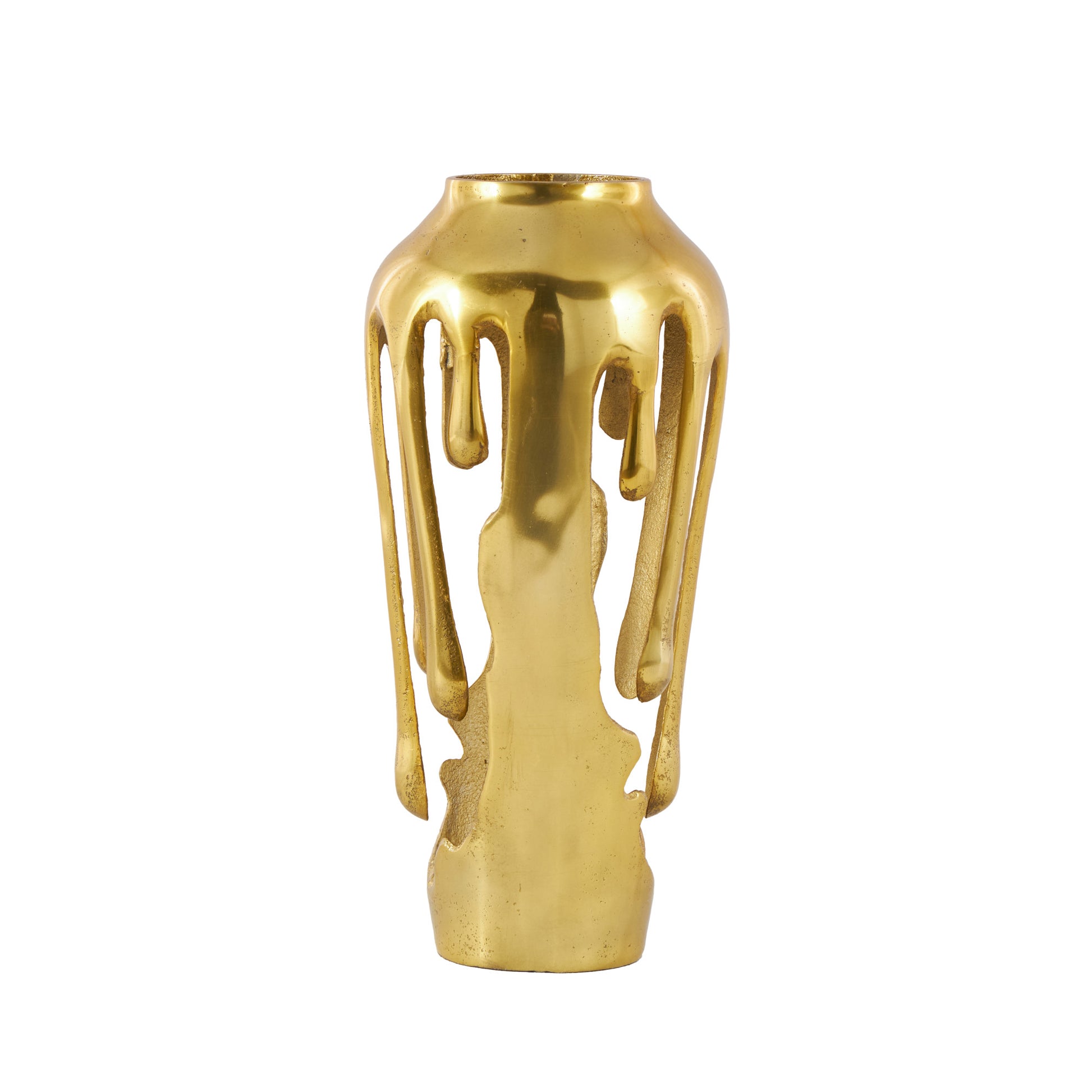 Abstract Aluminum Metal Drip Decorative Vase with Melting Designed Body